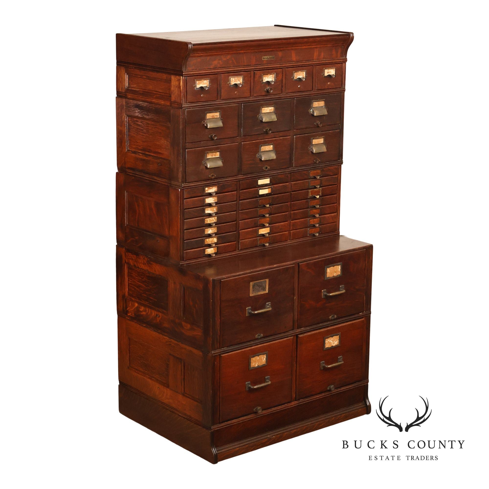 Yawman & Erbe Antique Oak Multi-Drawer File Cabinet