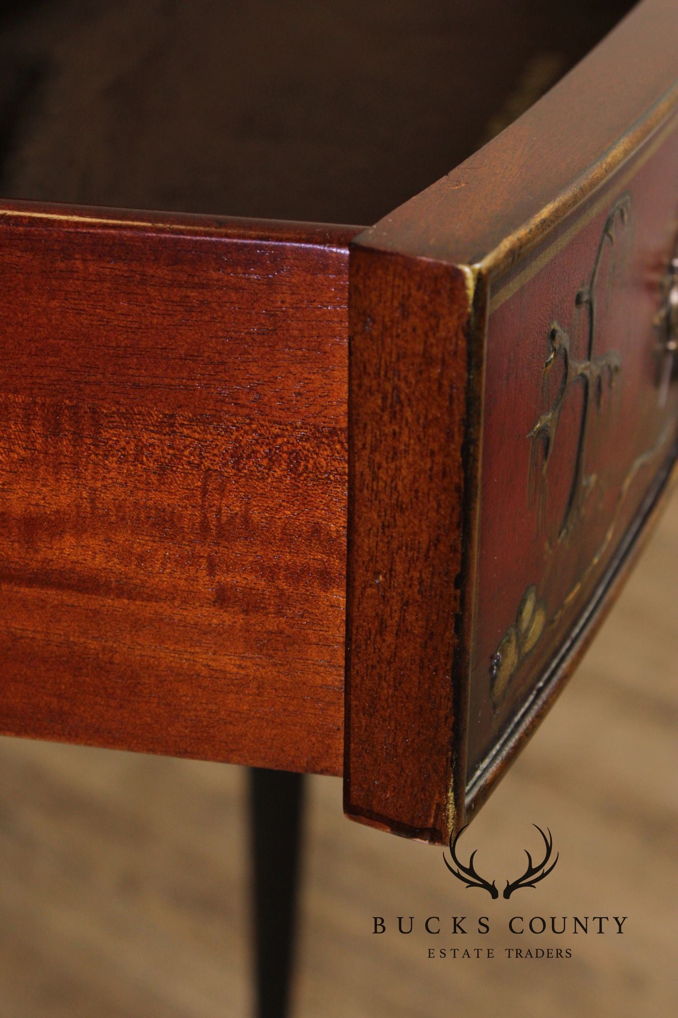 MAITLAND SMITH CHINOISERIE DECORATED DEMILUNE SIDEBOARD