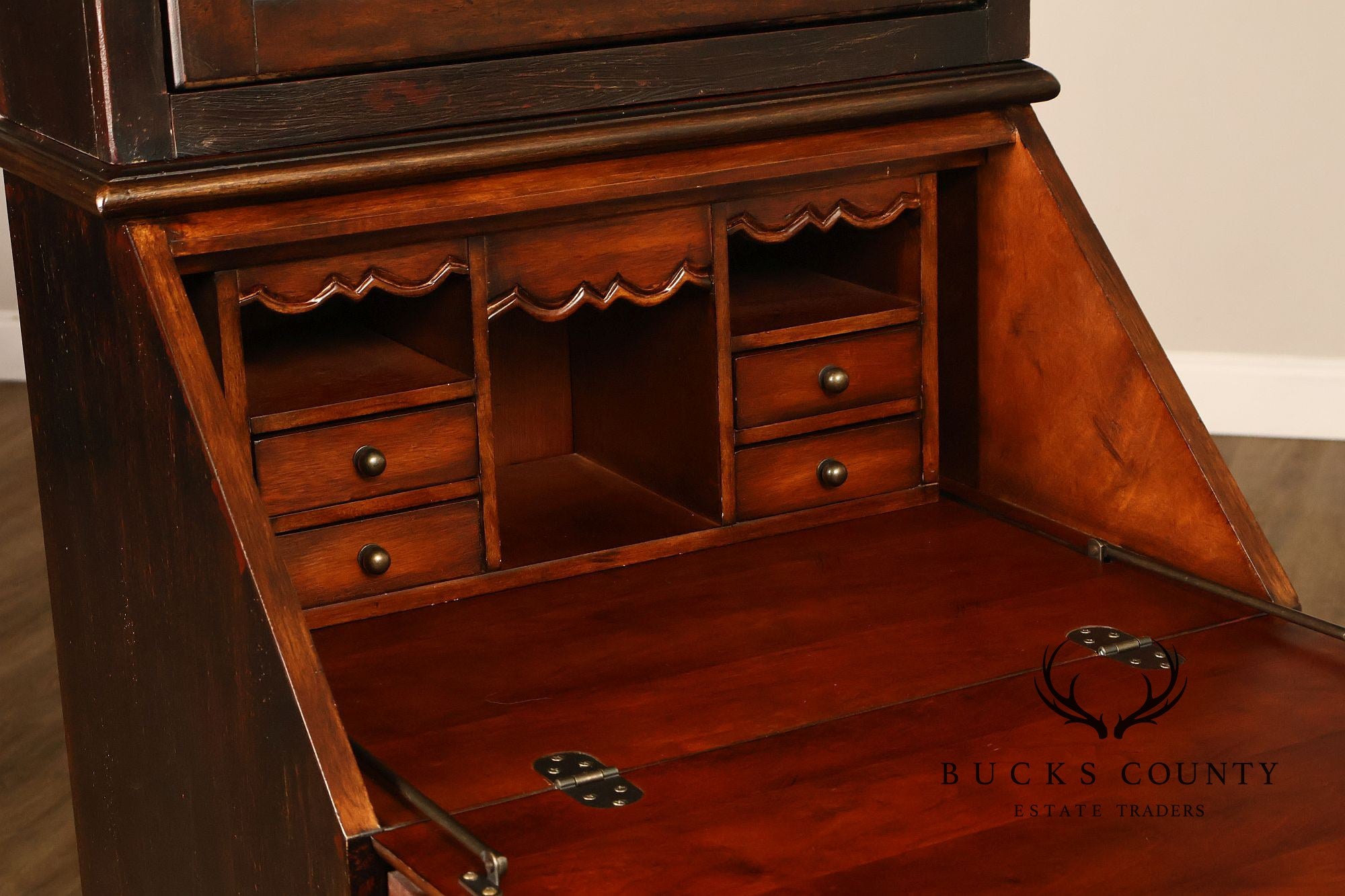 Hooker Furniture Seven Seas Narrow Burlwood Secretary Bookcase Cabinet