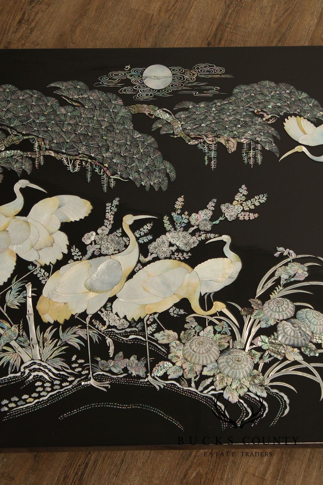 Korean Vintage Black Lacquer And Mother of Pearl Inlaid Coffee Table