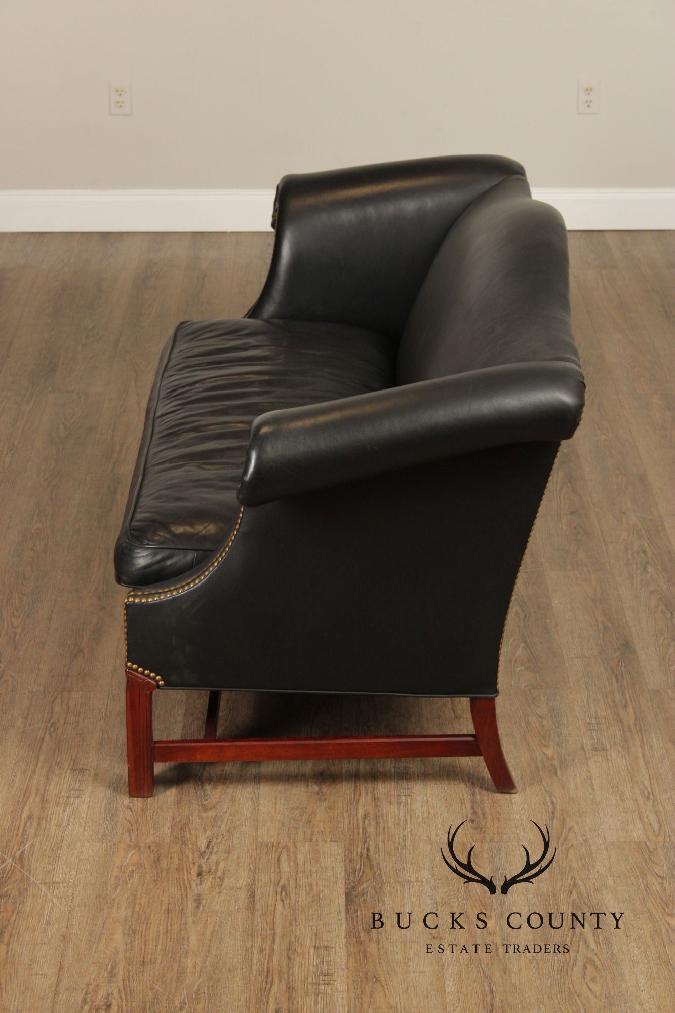 Hickory Chair Chippendale Style Mahogany and Leather Sofa