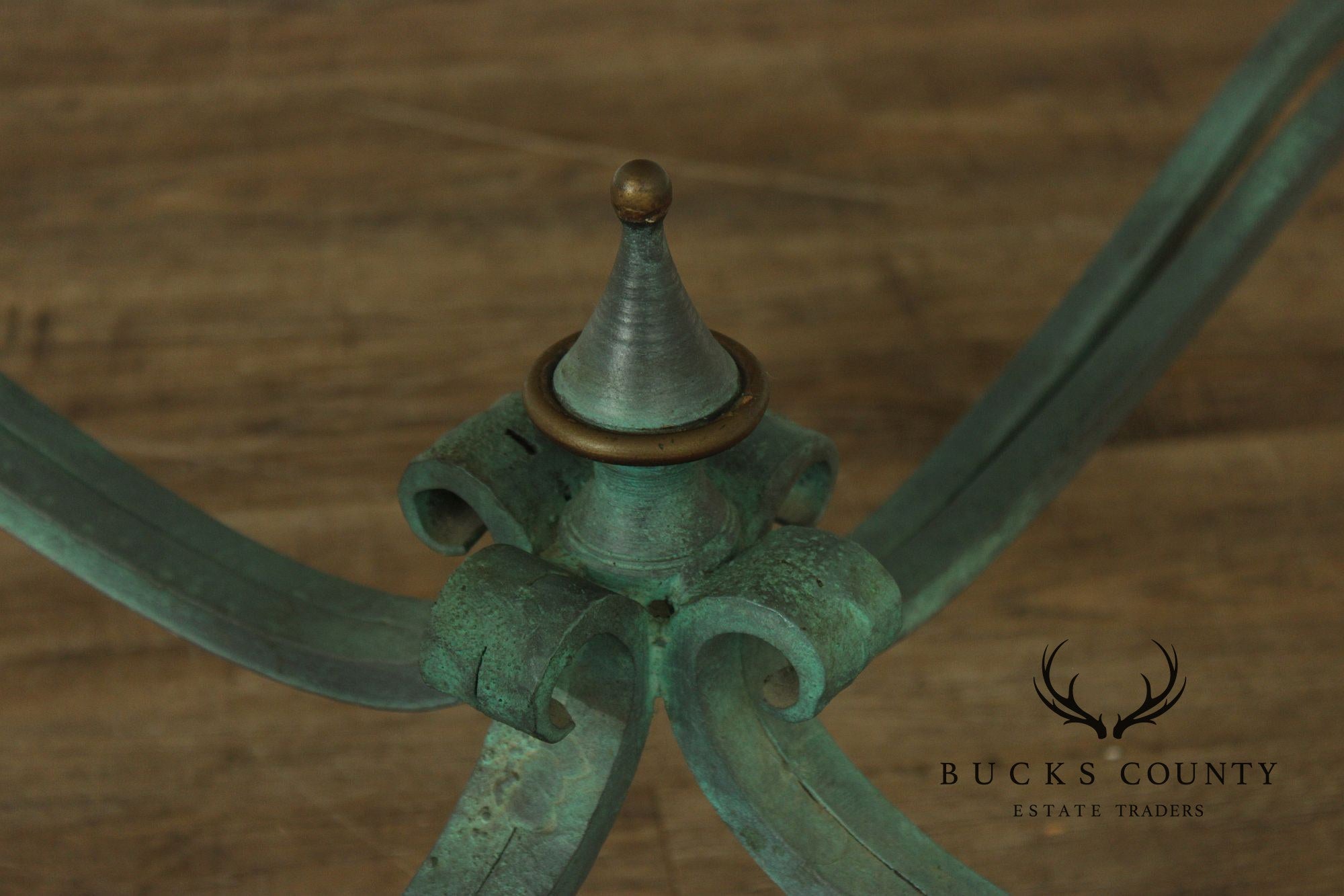 Baroque Style Glass Top Wrought Iron Coffee Table