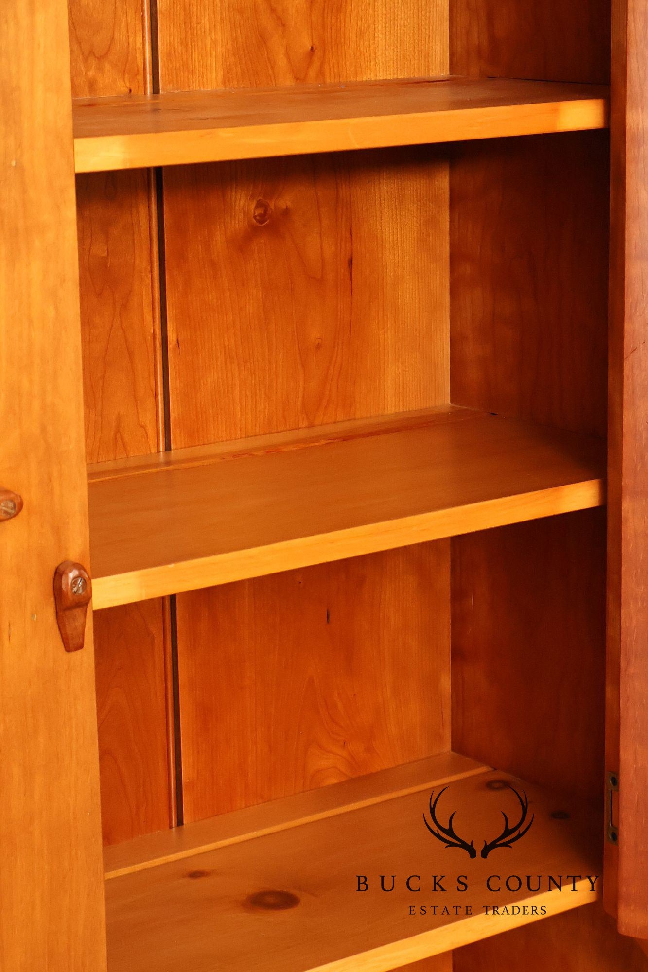 Shaker Shoppe Cherry Stepback Cupboard With Glass Door Hutch