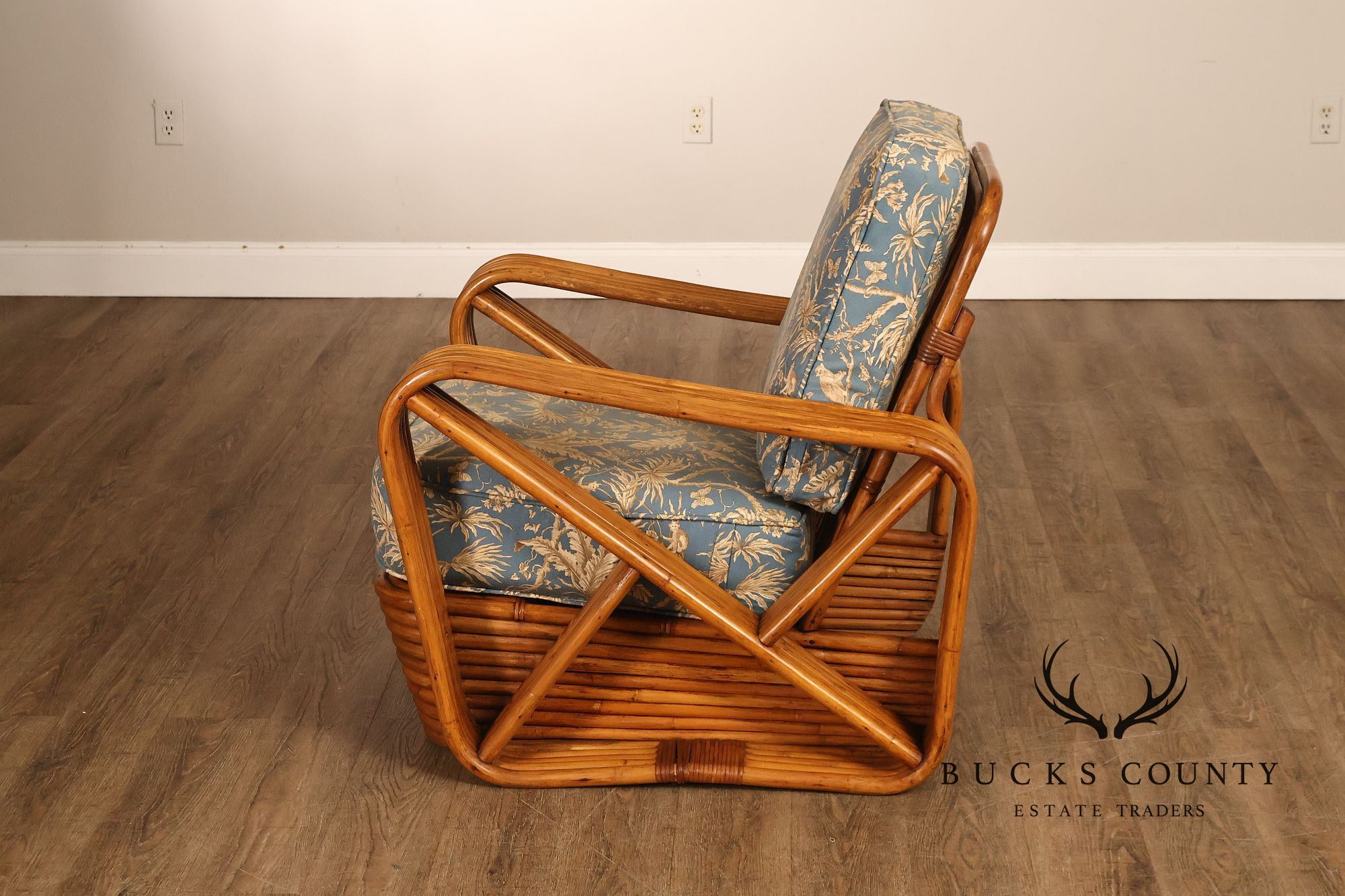 Paul Frankl Pair Of Pretzel Rattan Lounge Chairs
