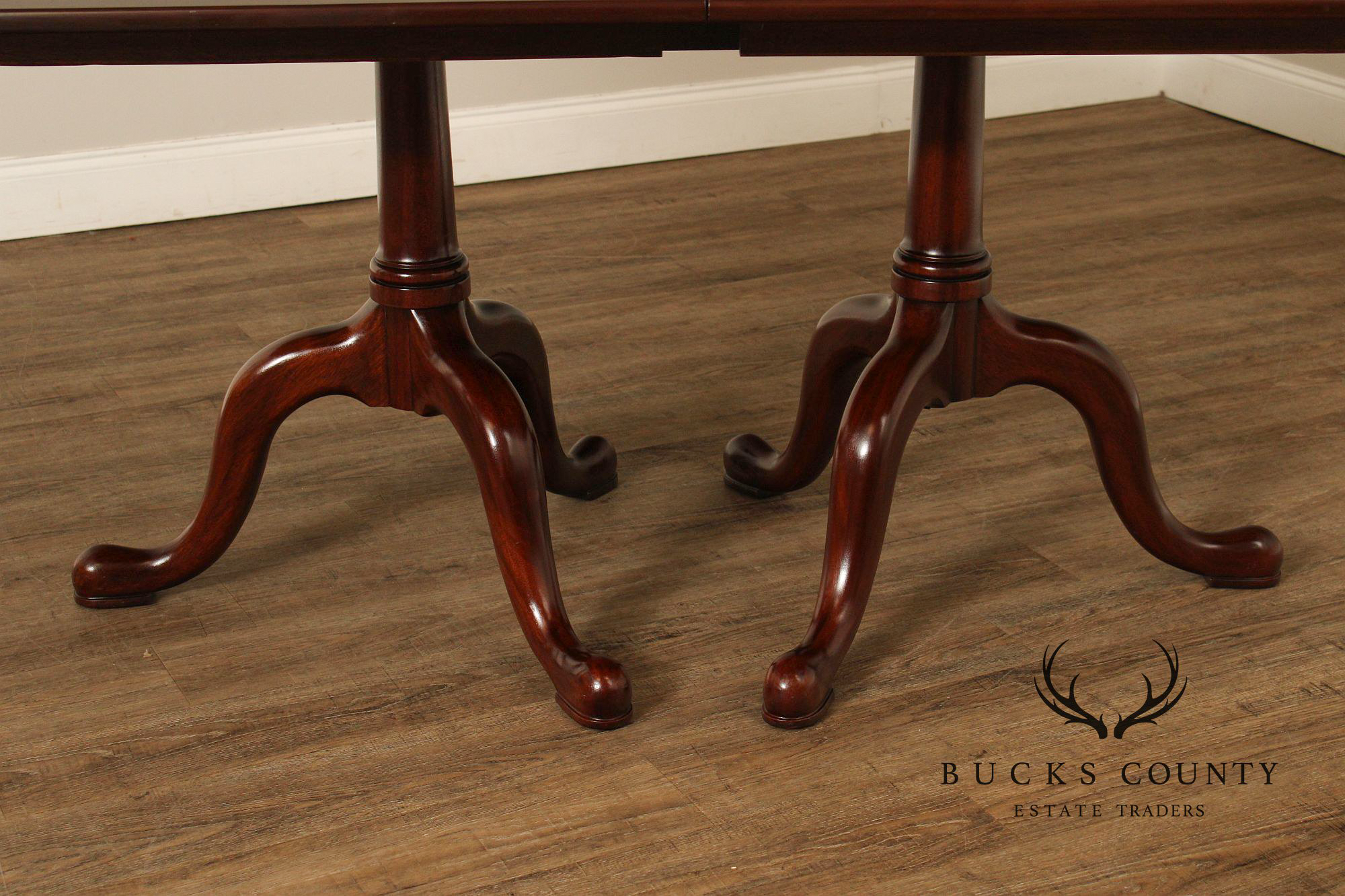 Henkel Harris Georgian Style Mahogany Double Pedestal Dining Table