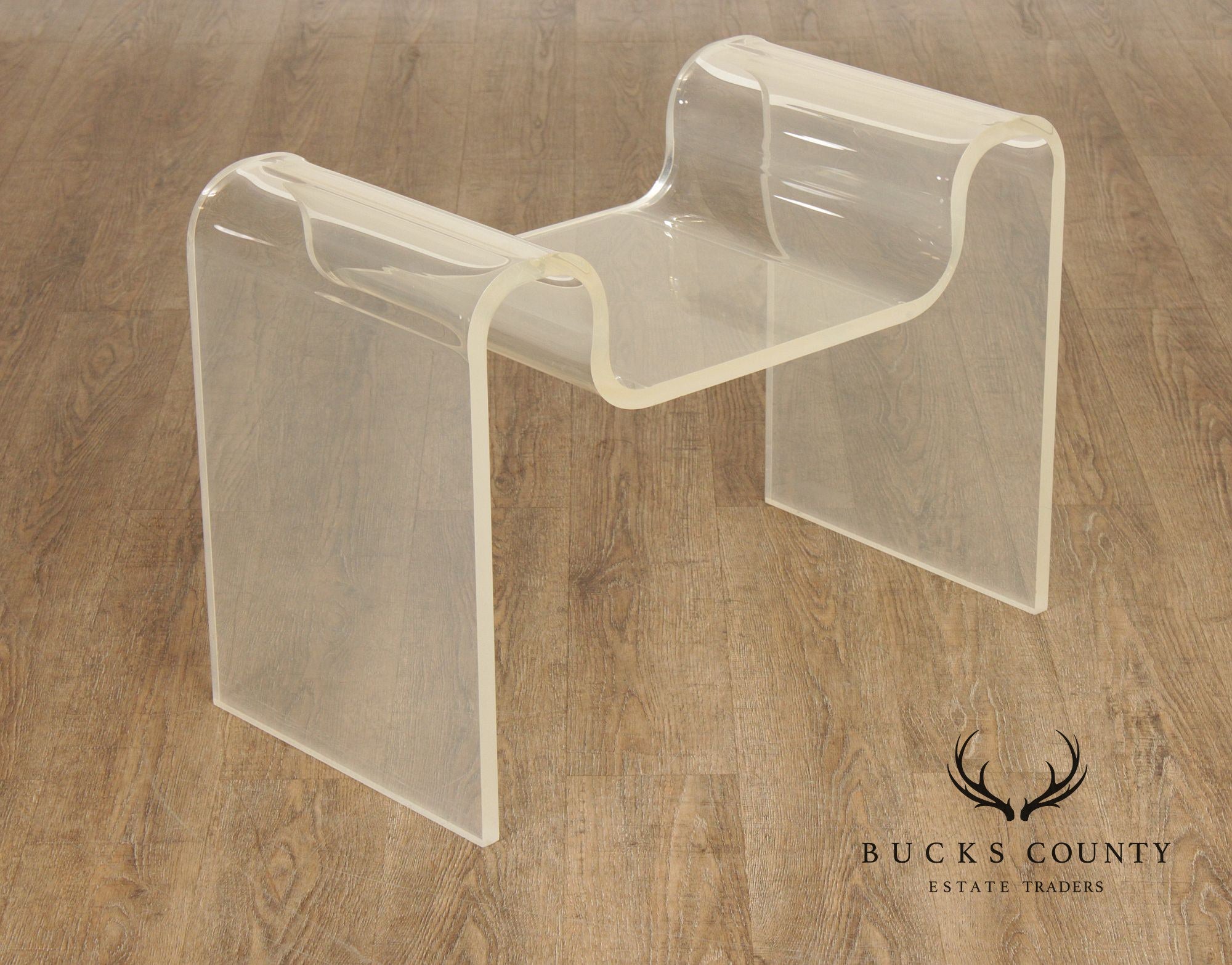 Karl Springer Attributed Modern Sculpted Lucite Stool