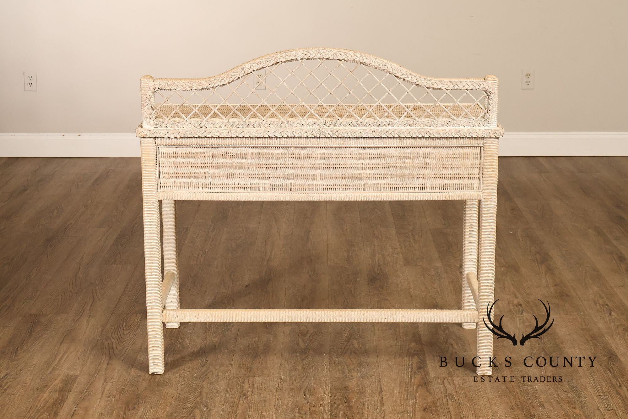 Lexington Henry Link Wicker Vanity Or Writing Desk and Chair