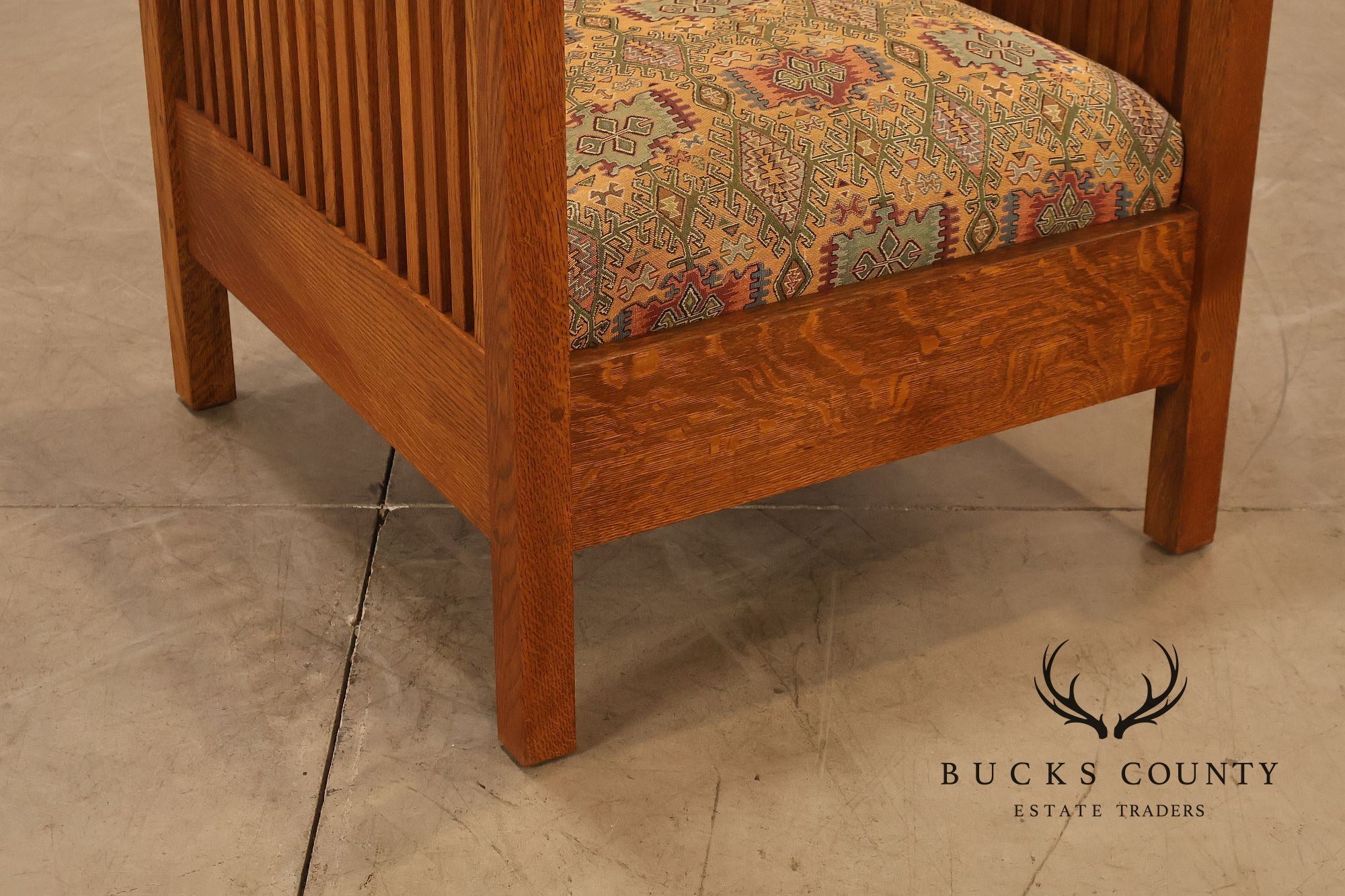 Stickley Mission Collection Oak Spindle Cube Lounge Chair