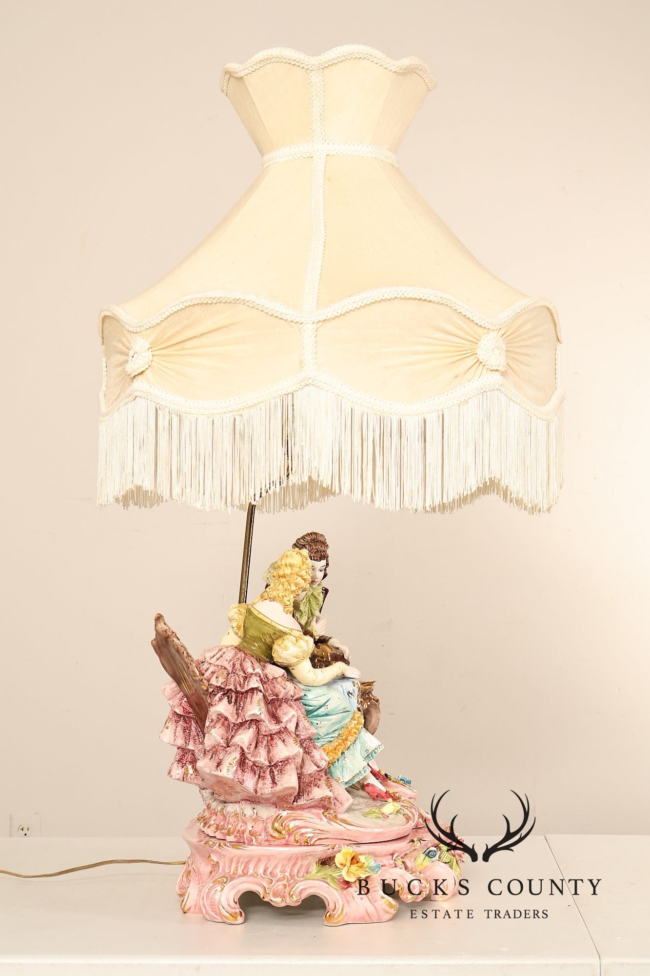Italian Hand Painted Capodimonte Porcelain Table Lamp