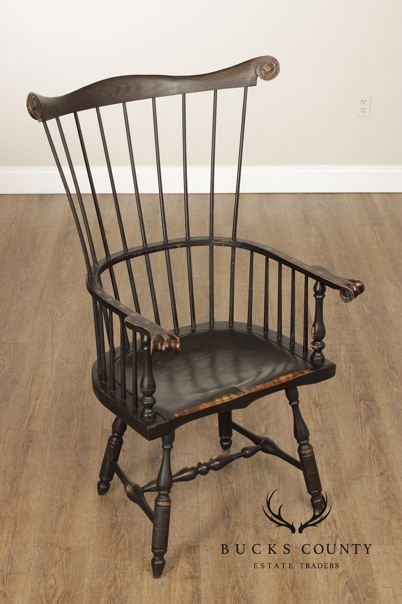 Ashlen Pair of Crackle Painted Windsor Armchairs