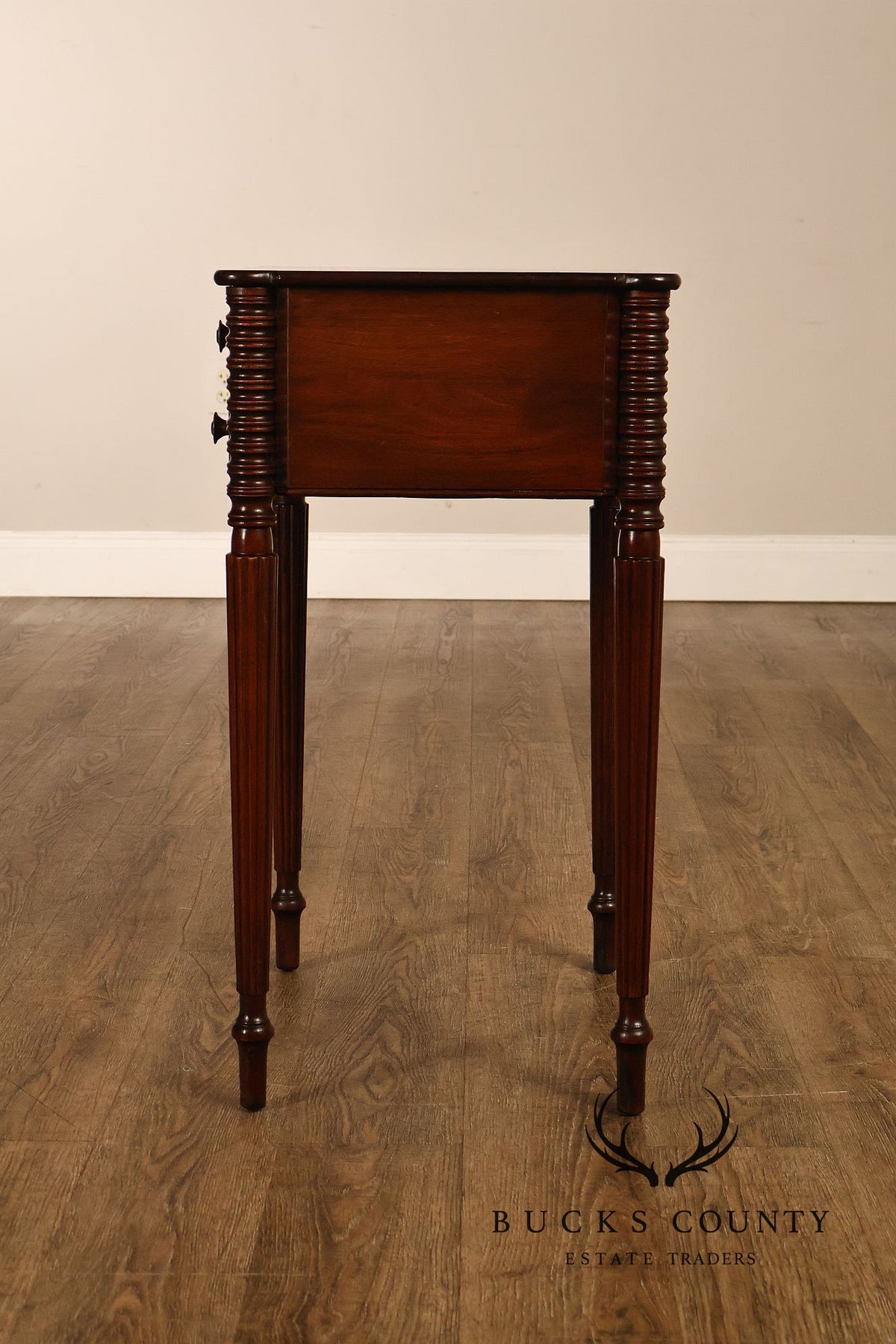 Federal Sheraton Style Mahogany Two-Drawer Side Table