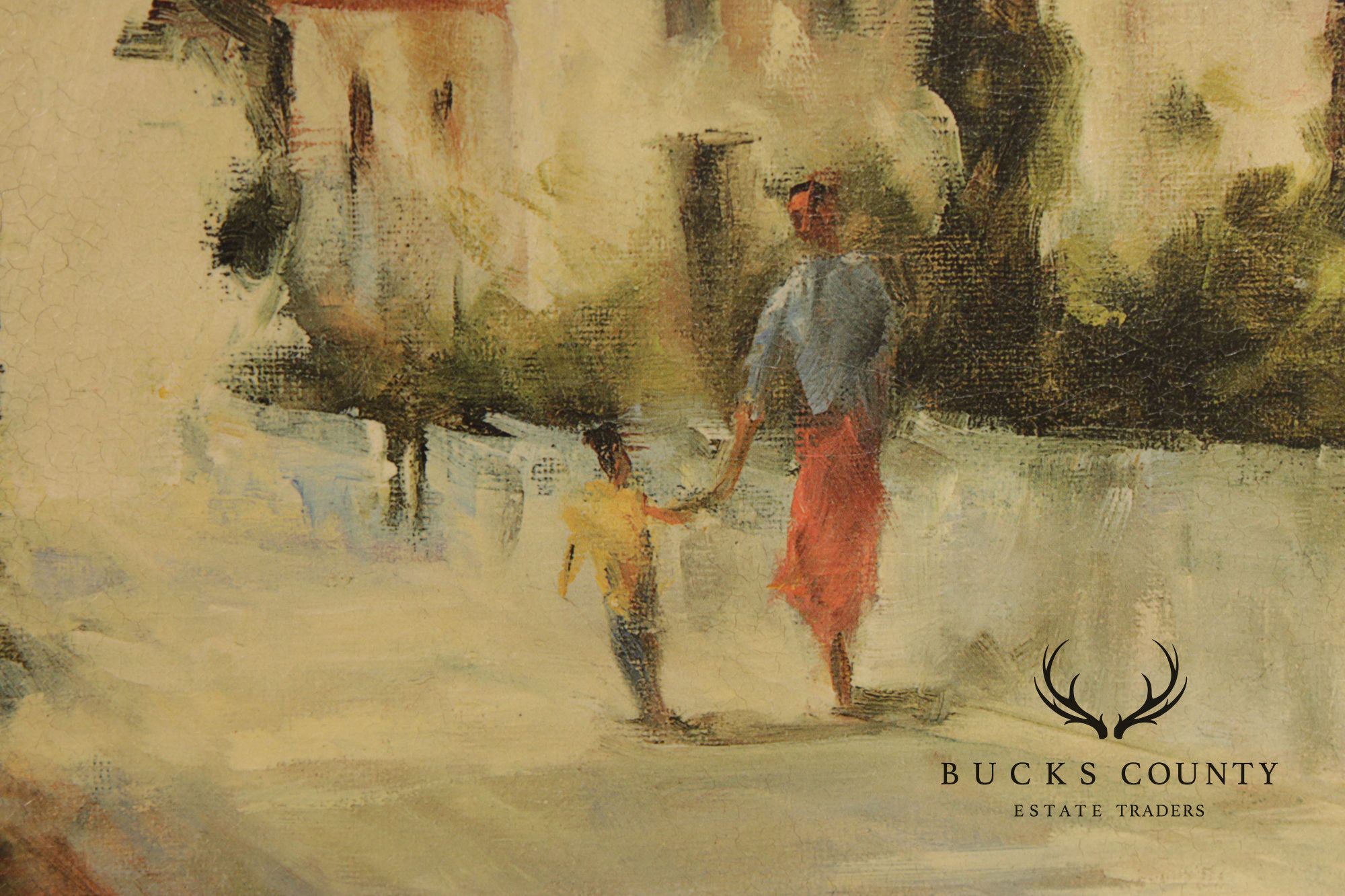 Barbara Applegate Impressionist Style Framed Print on Board, 'On Sea Street'