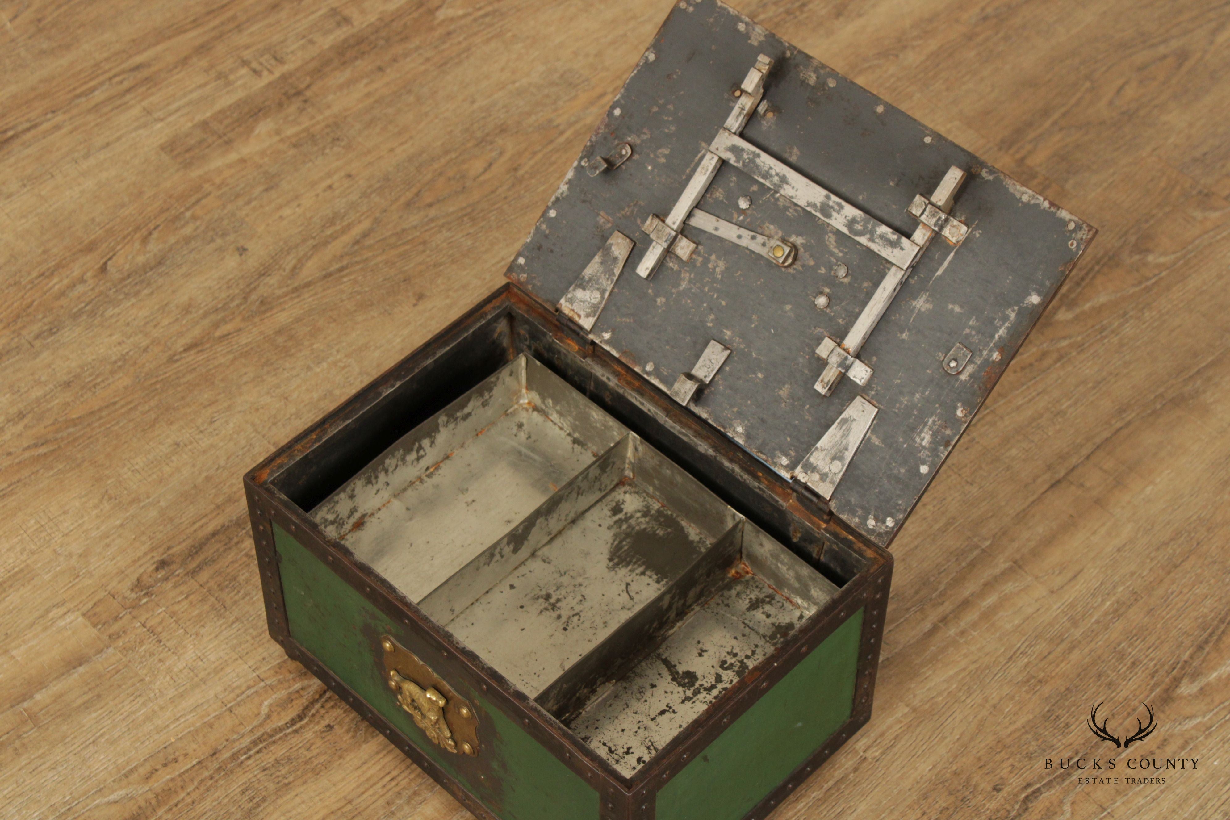 Antique F.I.G. Cordes Shopkeeper's Cast Iron Cash Chest or Strong Box