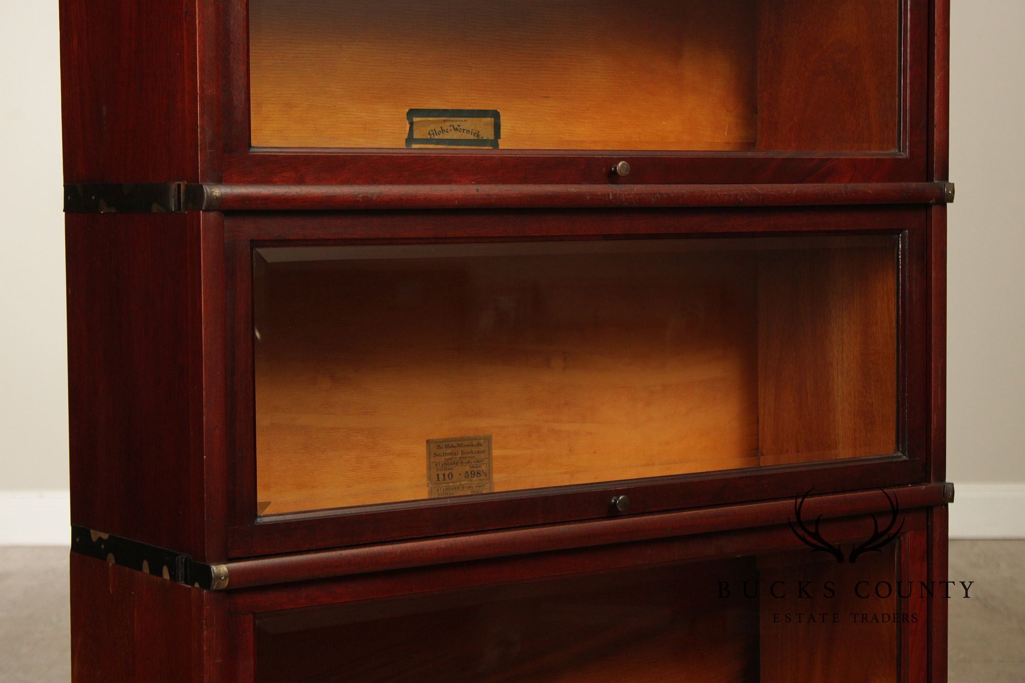 Globe Wernicke Antique Mahogany Four-Section Barrister Bookcase