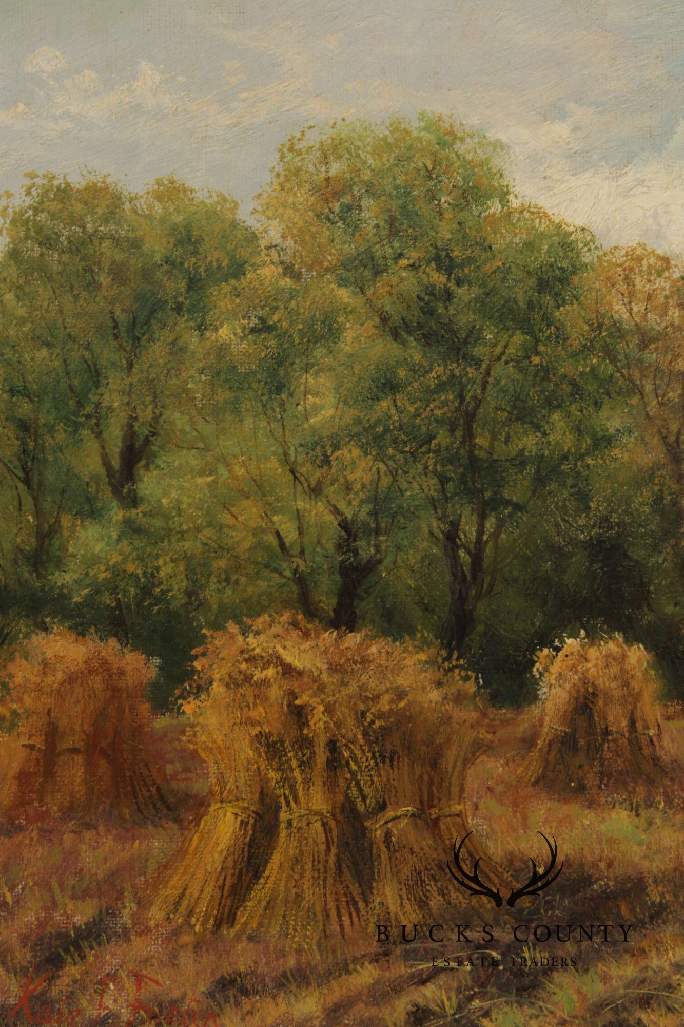 Kate E. Foster Oil Painting, 'Hayfield'