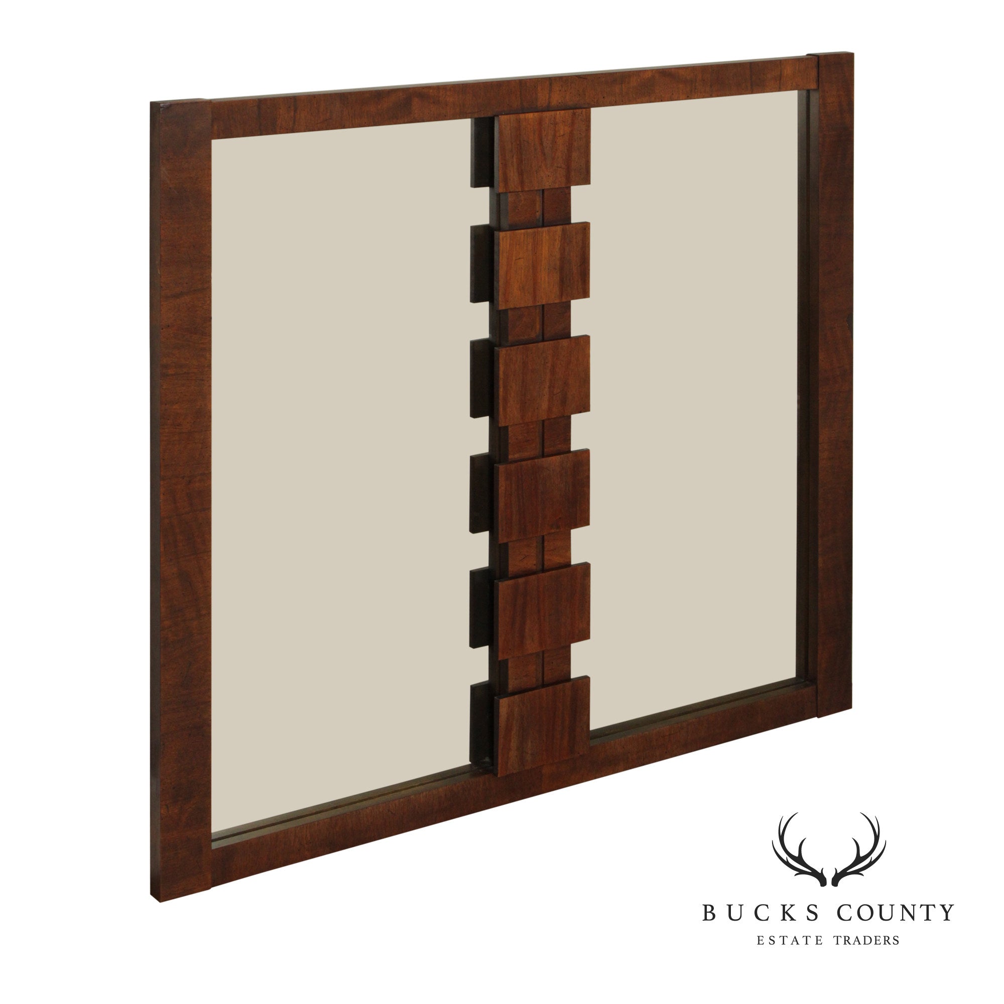 Lane 'Staccato' Brutalist Walnut Wall Mirror