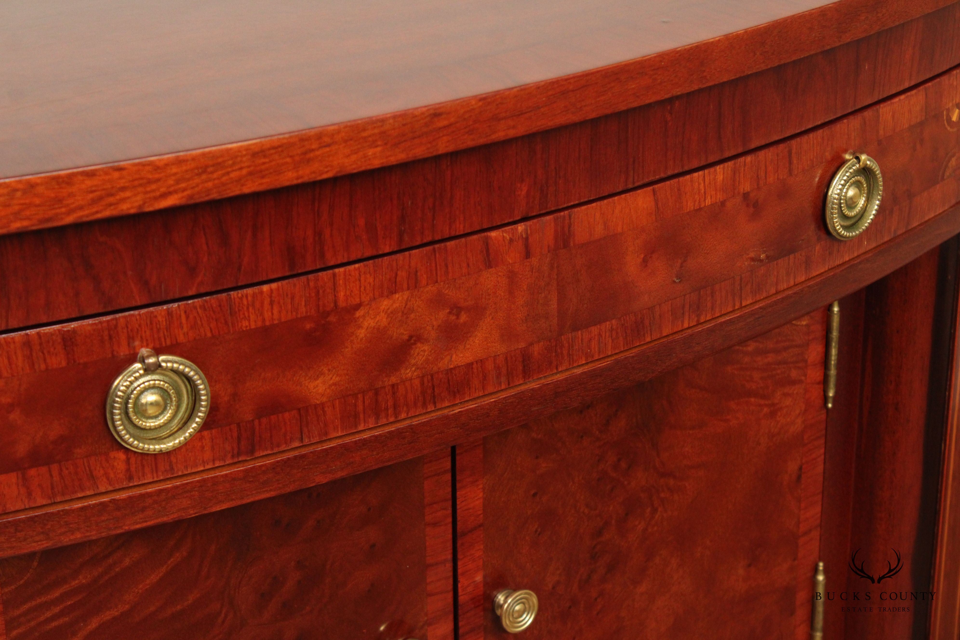 Hepplewhite Style Banded Mahogany Demilune Sideboard