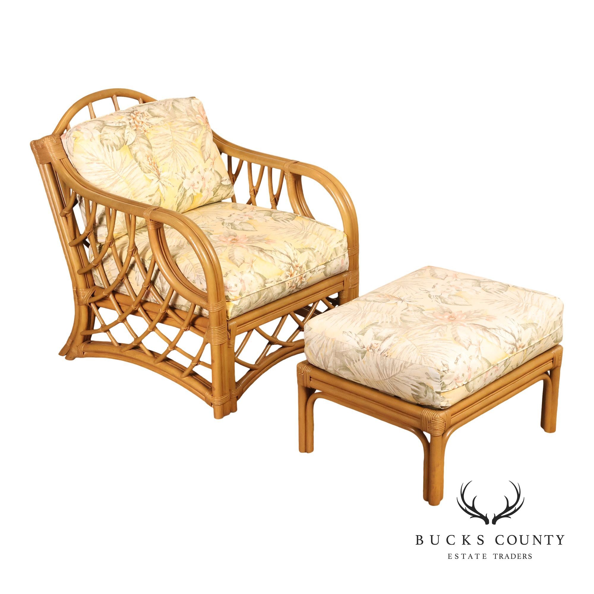 Laneventure Tradewinds Rattan Armchair and Ottoman