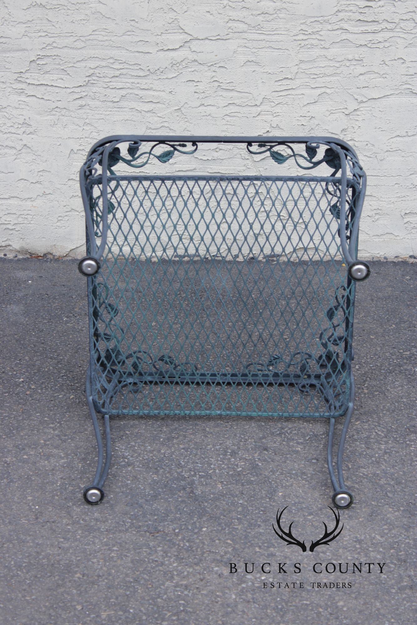 Woodard 'Chantilly Rose' Glass Top Wrought Iron Patio Side Table