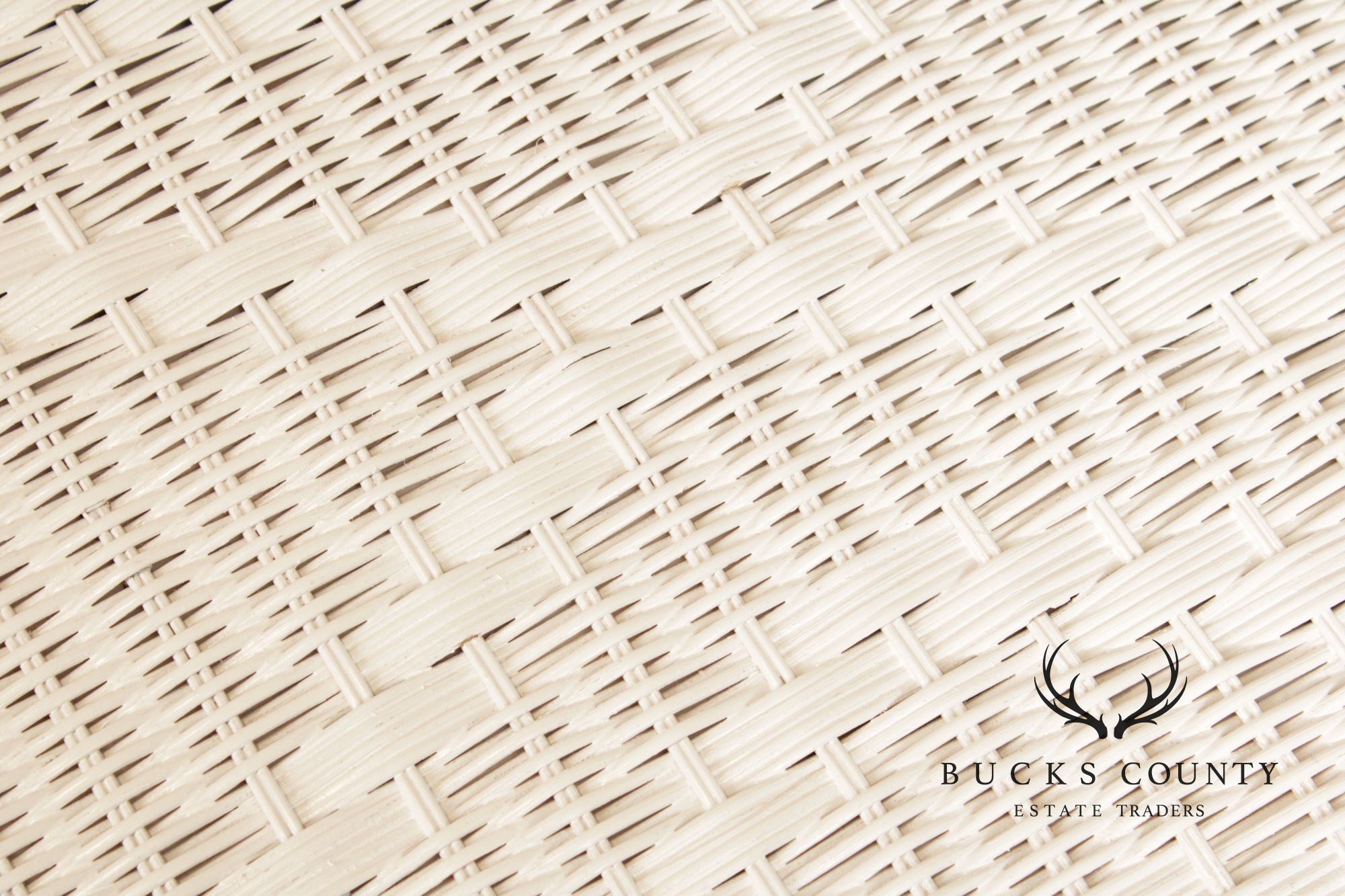 White Wicker Glass Top Coffee Table