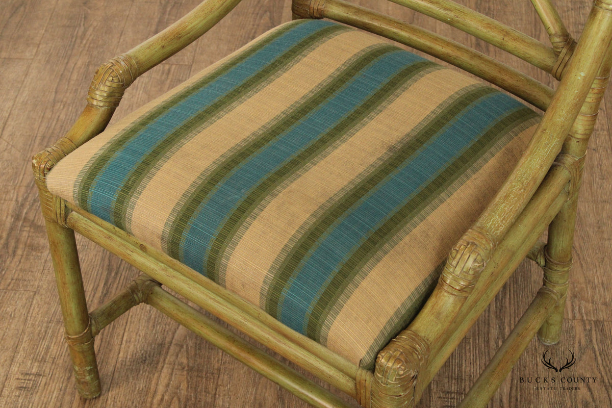 Surfside Casual Furniture Mid Century Modern Set of Four Rattan Dining Chairs