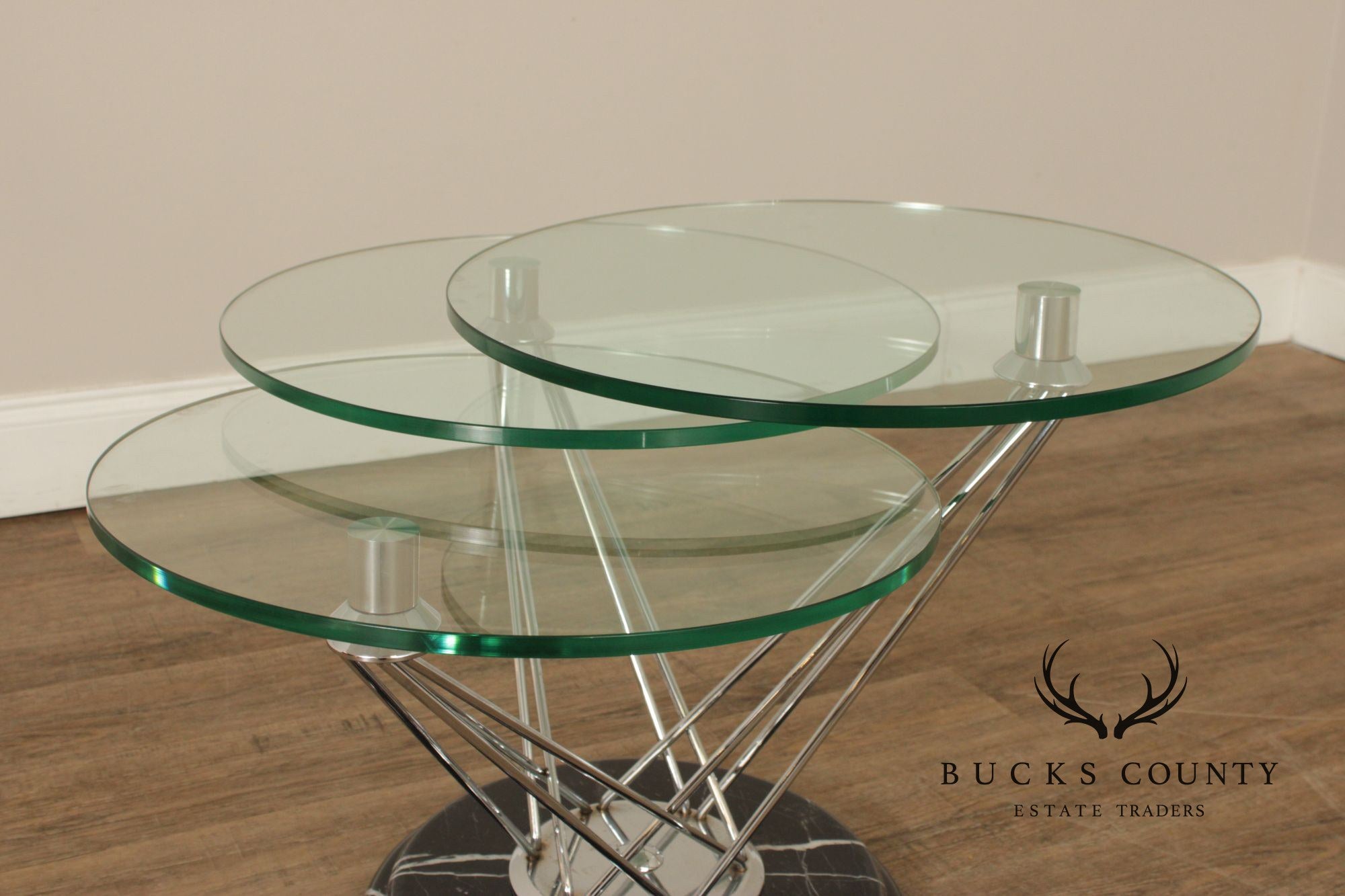 Modern Glass Top Marble Swivel Side Table