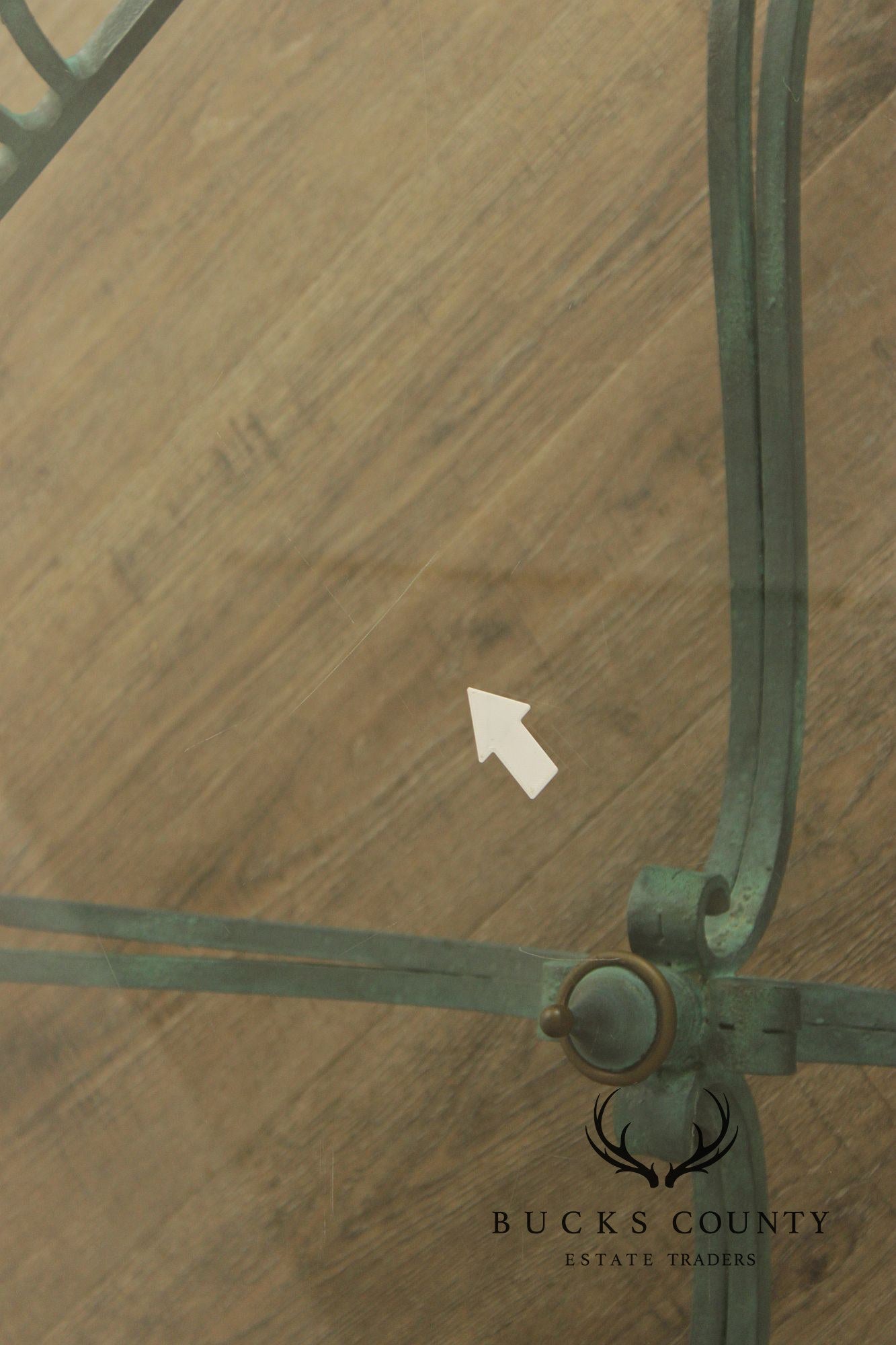 Baroque Style Glass Top Wrought Iron Coffee Table