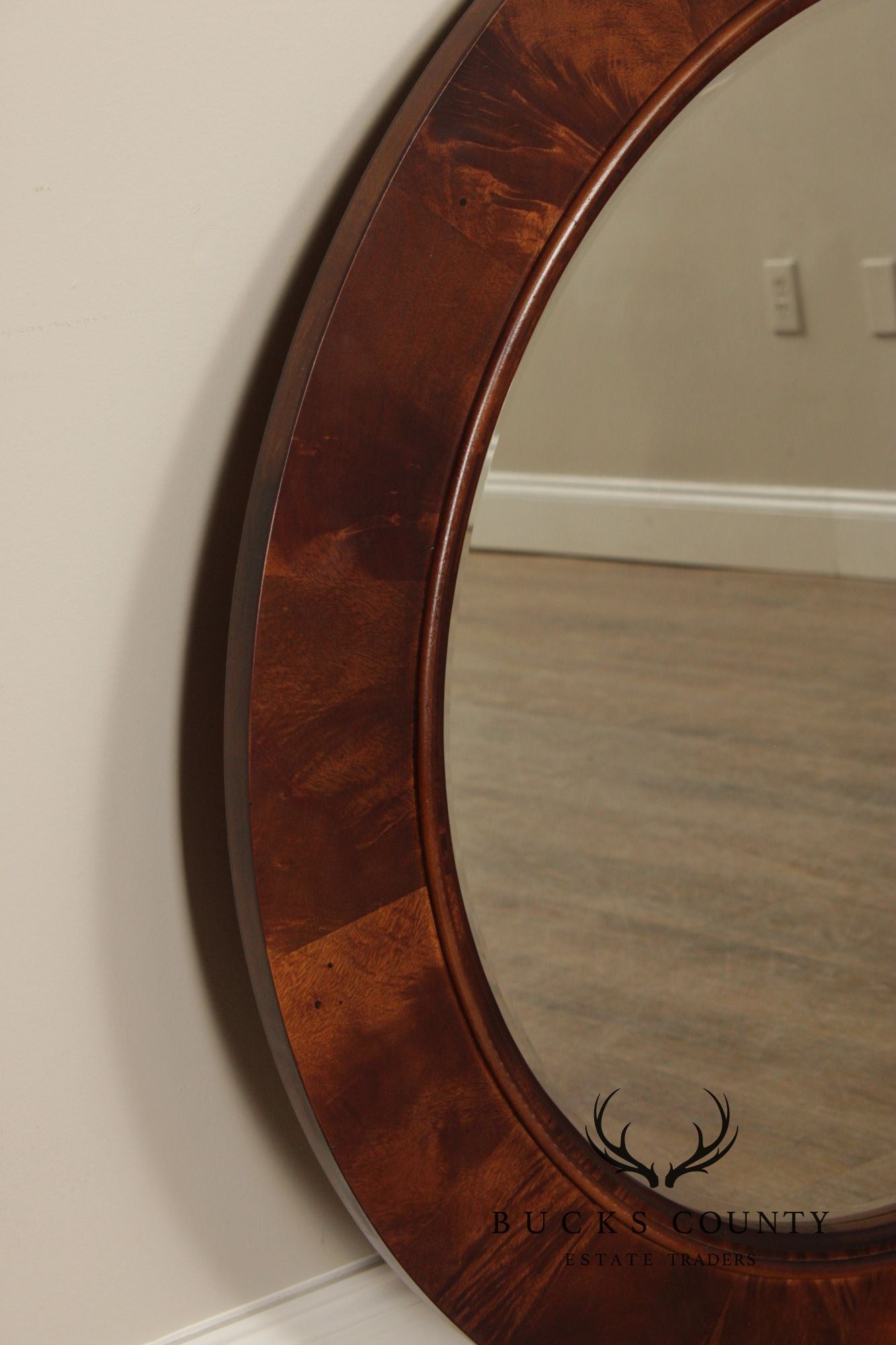Stanley Furniture Round Mahogany Frame Wall Mirror