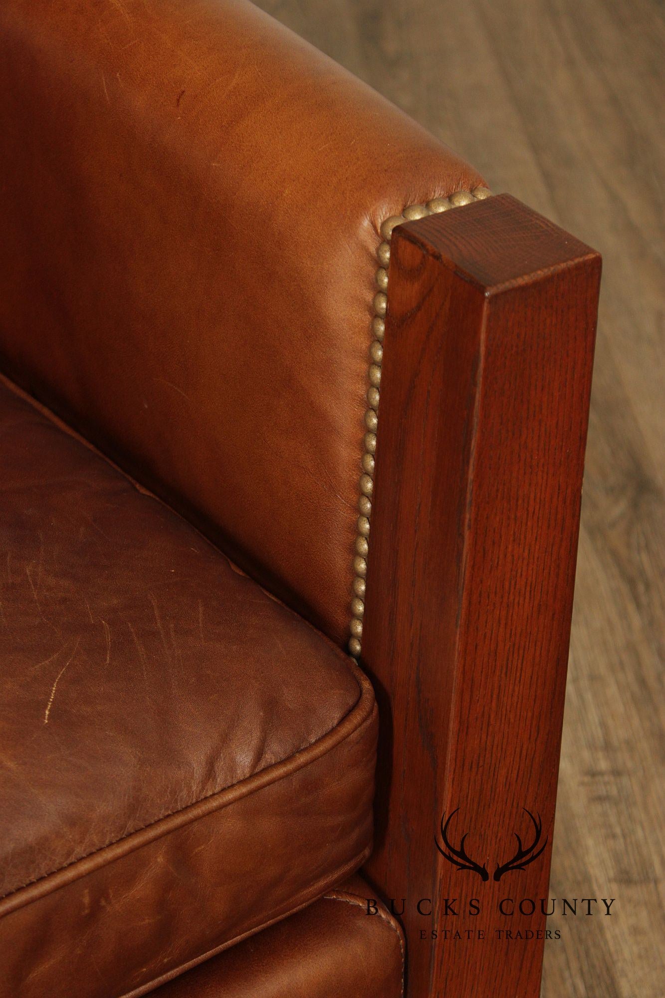 Stickley Highlands Mission Oak Leather Loveseat
