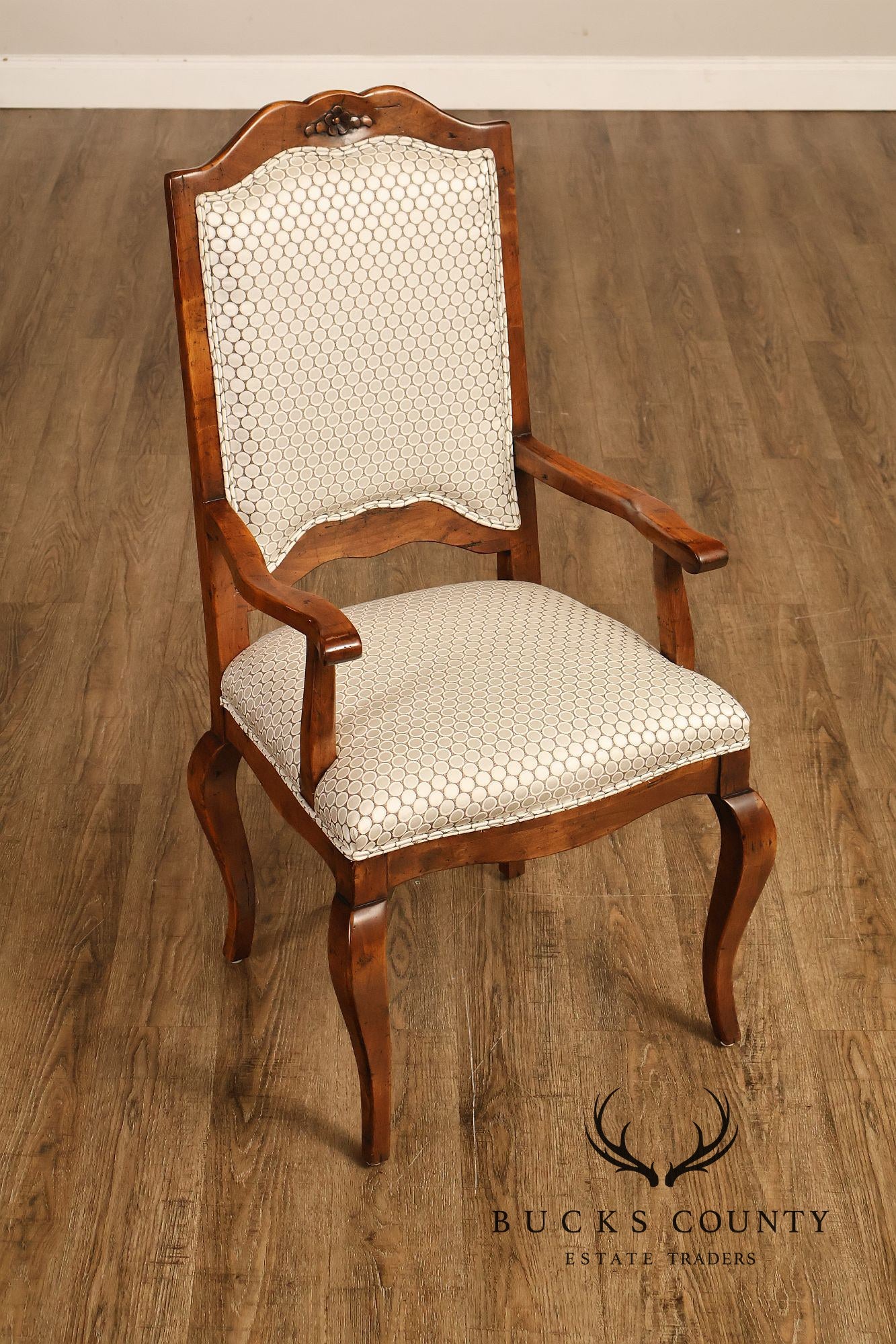 Guy Chaddock Pair Of Country French Upholstered Dining Armchairs