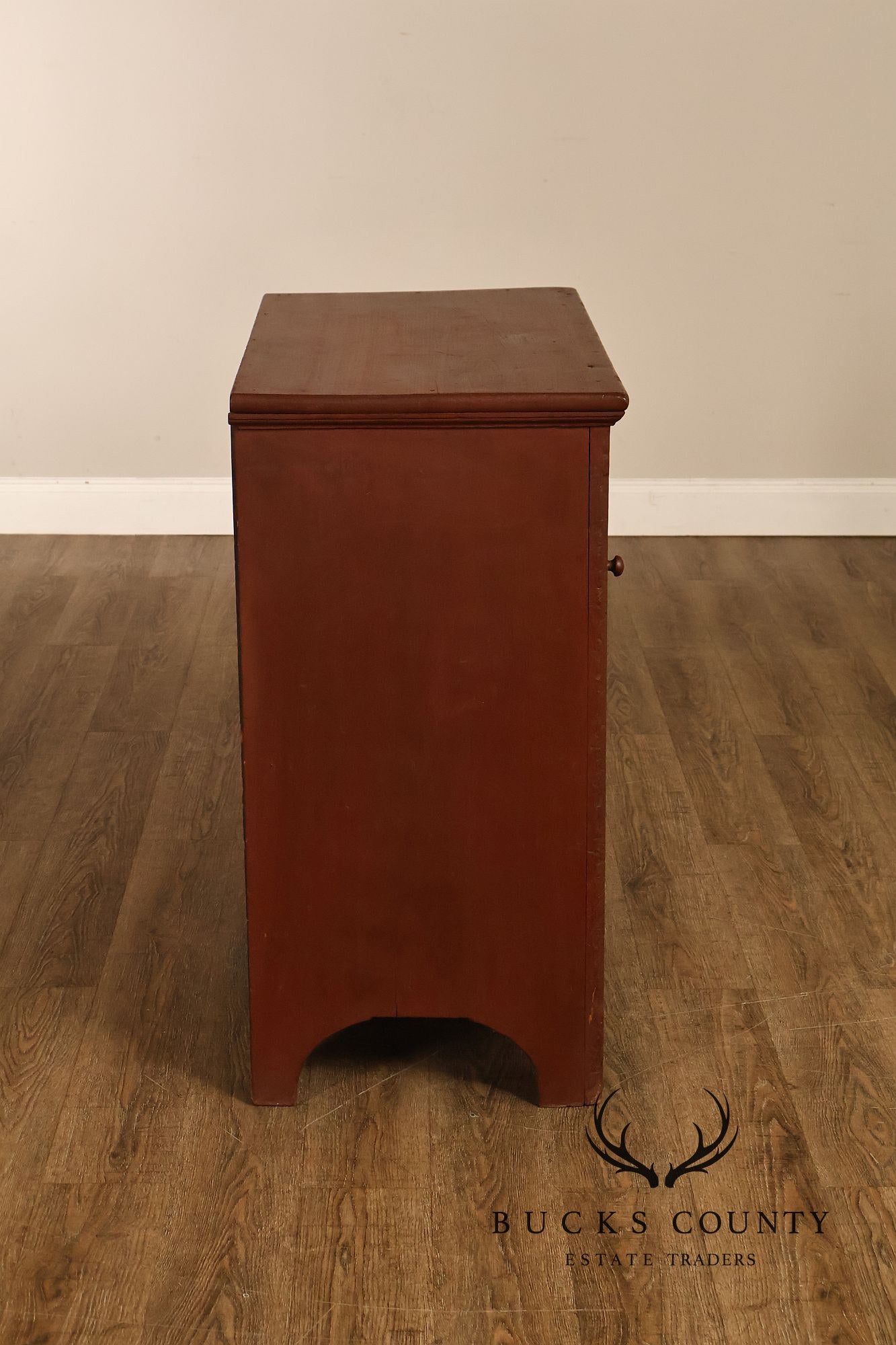 Antique American Primitive Red-Painted Storage Cupboard