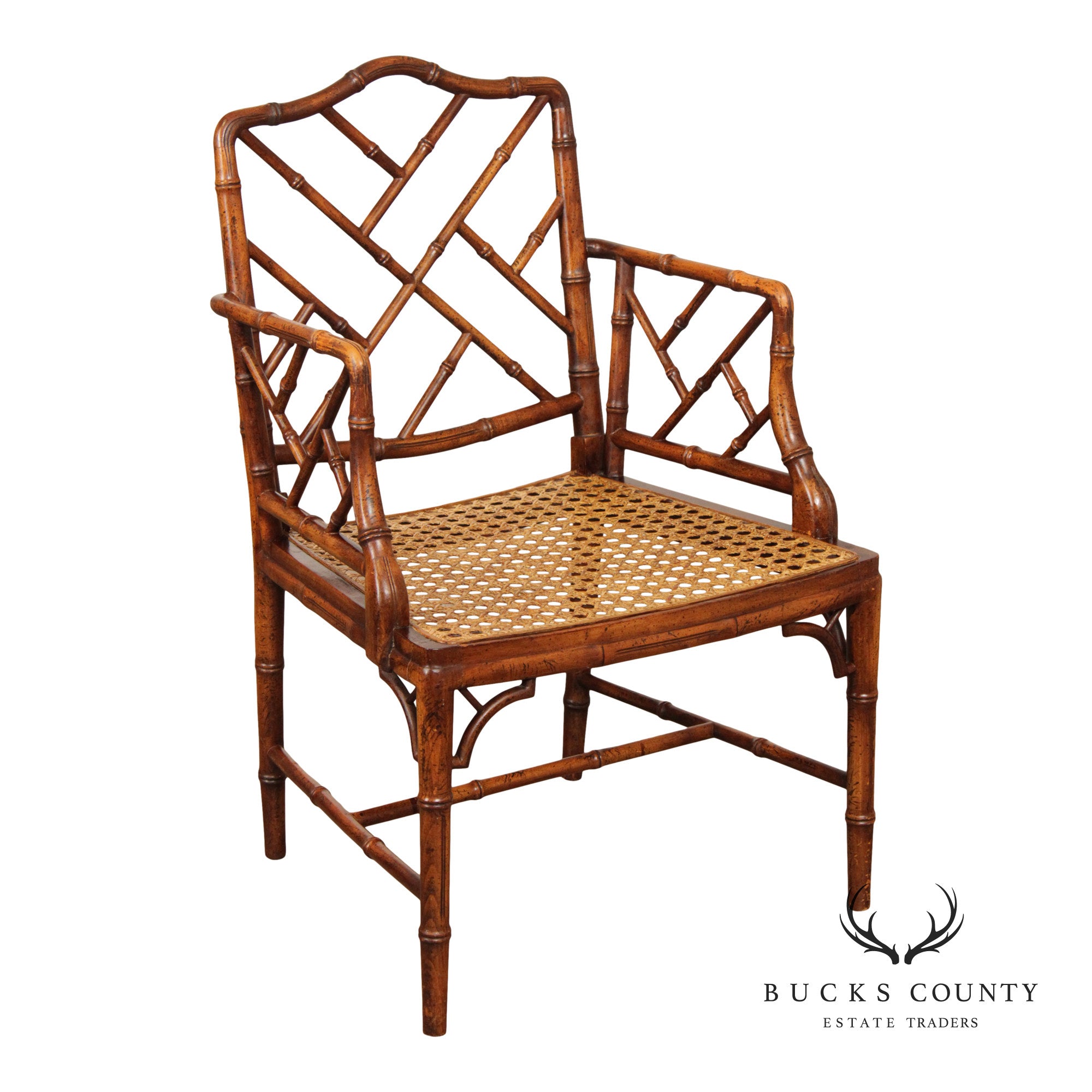 Chinese Chippendale Style Faux Bamboo Armchair