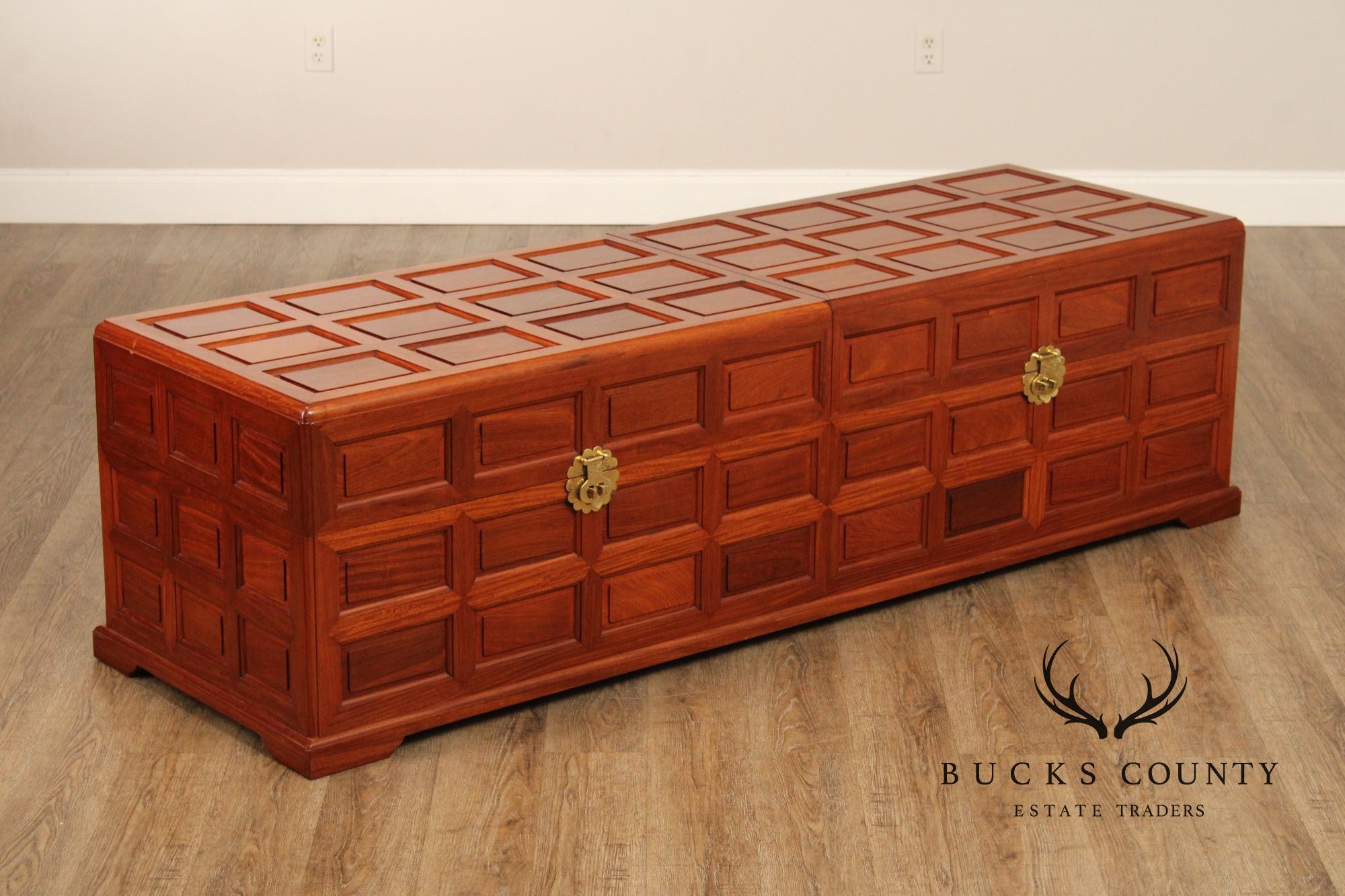 Chinese Rosewood Long Paneled Blanket Chest