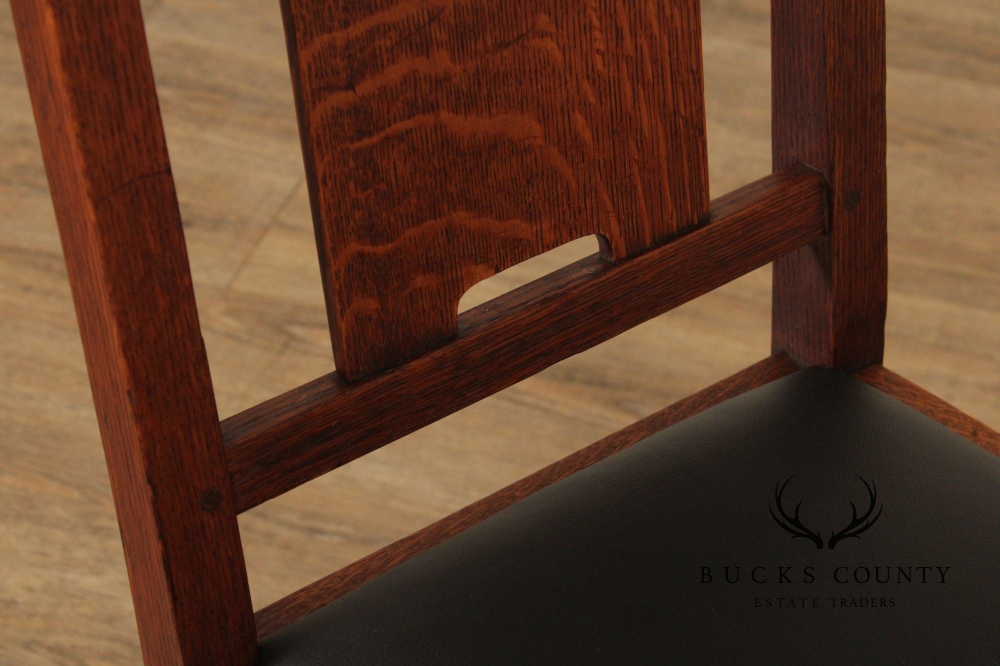 Gustav Stickey Antique Mission Oak H-Back Side Chair
