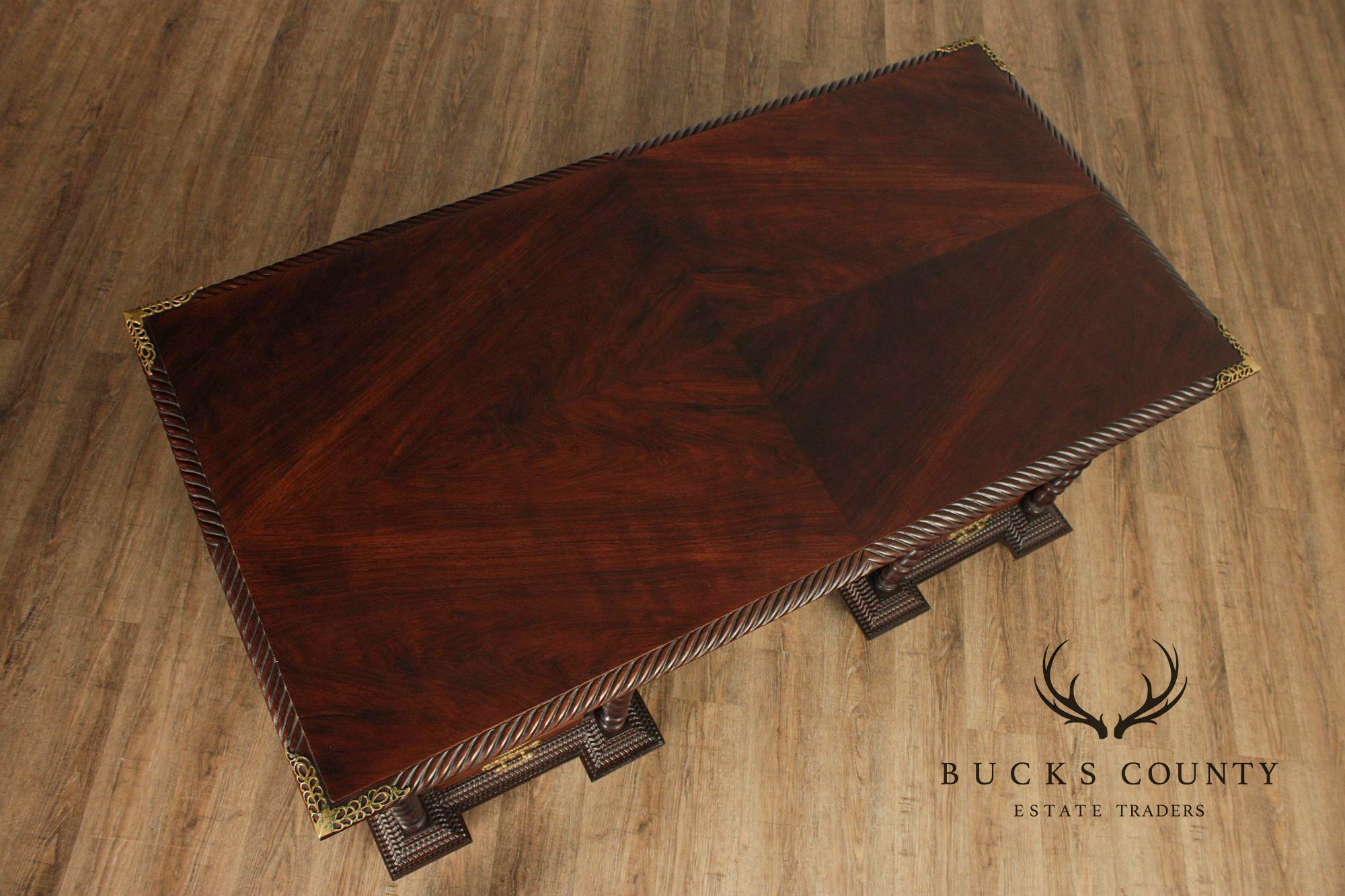 Antique Anglo Indian Carved Executive Desk