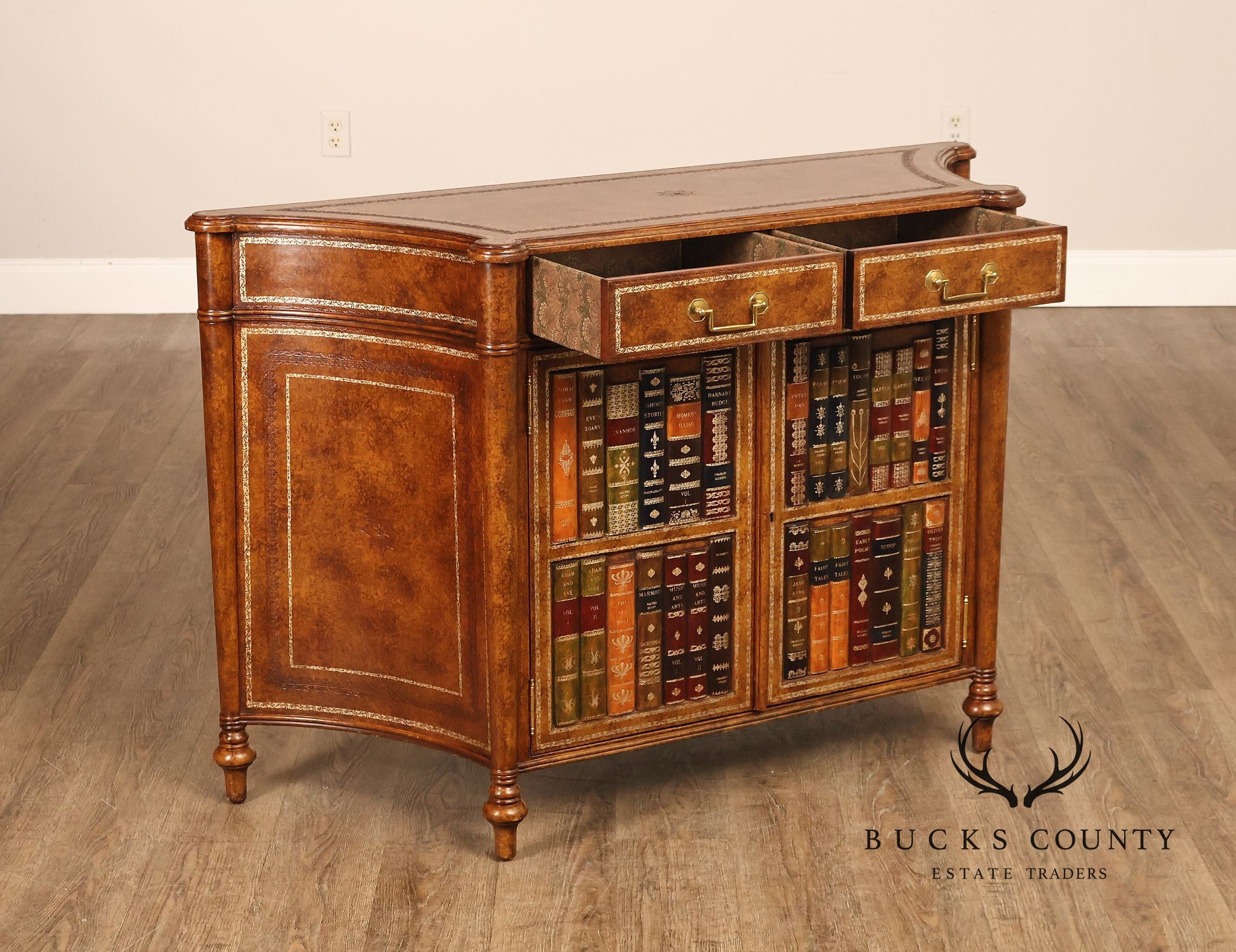 Maitland Smith Leather Wrapped Commode Cabinet