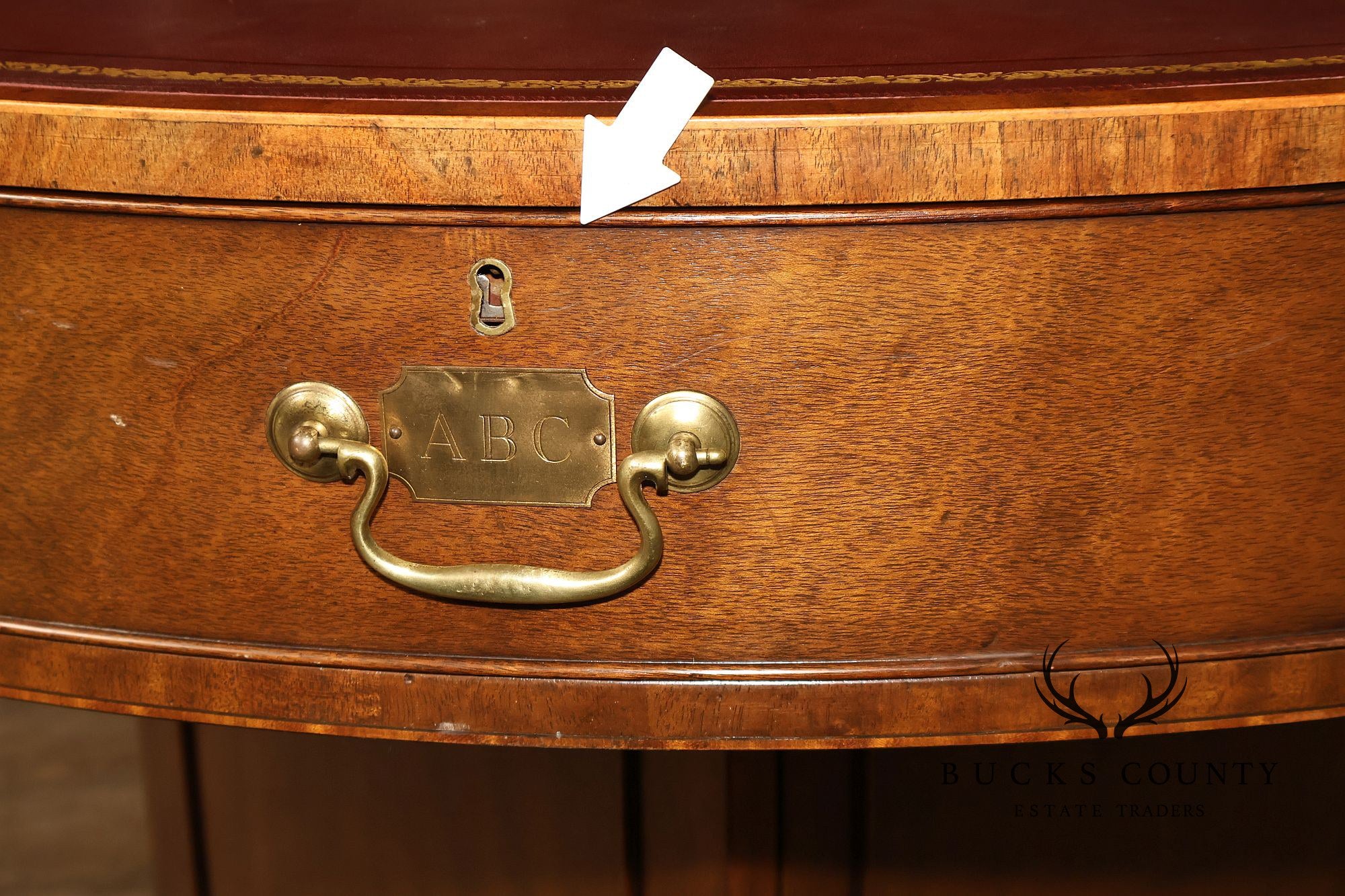 Kittinger Leather Top Round Rent Table With Drawers T295