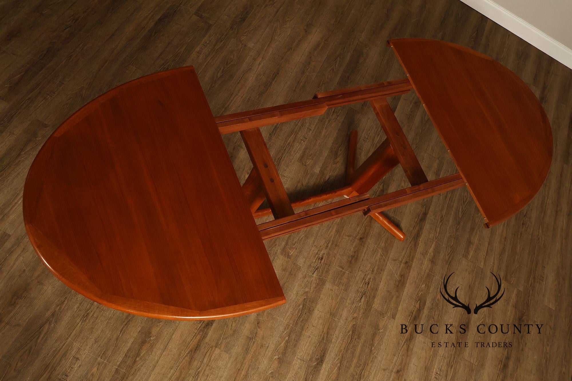 Dyrlund Danish Modern Teak Oval Extension Dining Table