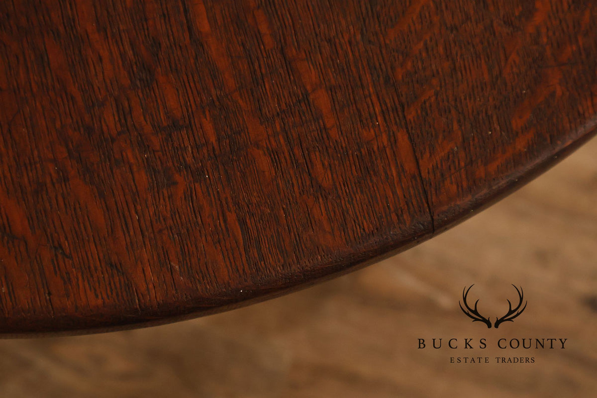 Antique Limbert Arts And Crafts Oak Round Lamp Table