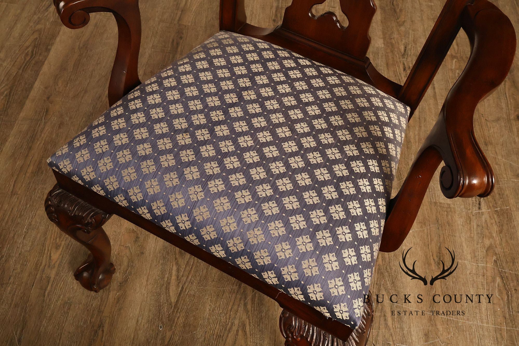 Maitland Smith Chippendale Style Pair Of Mahogany Armchairs