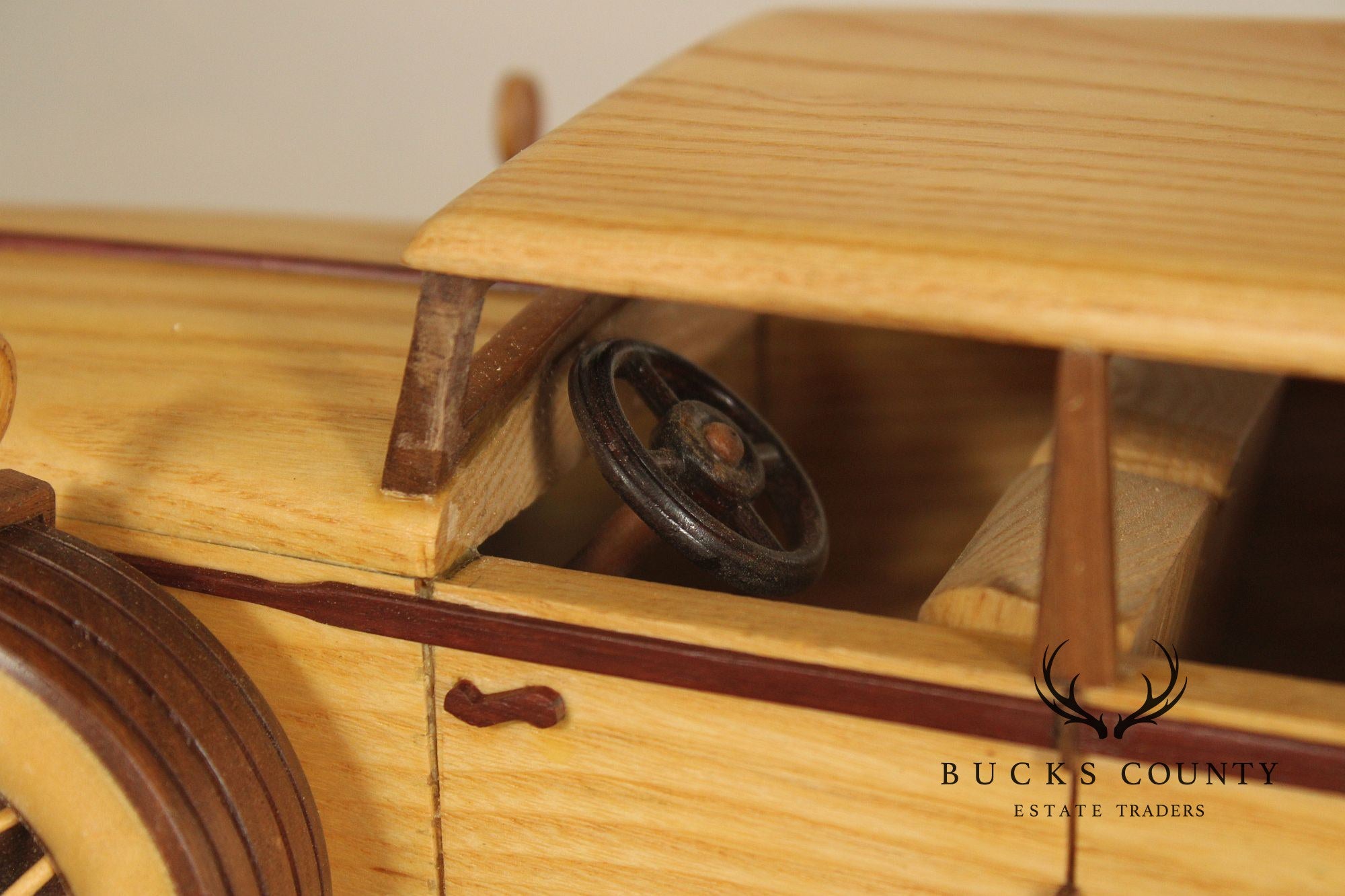 Carved Wood 1930 Duesenberg Model J in Display Case