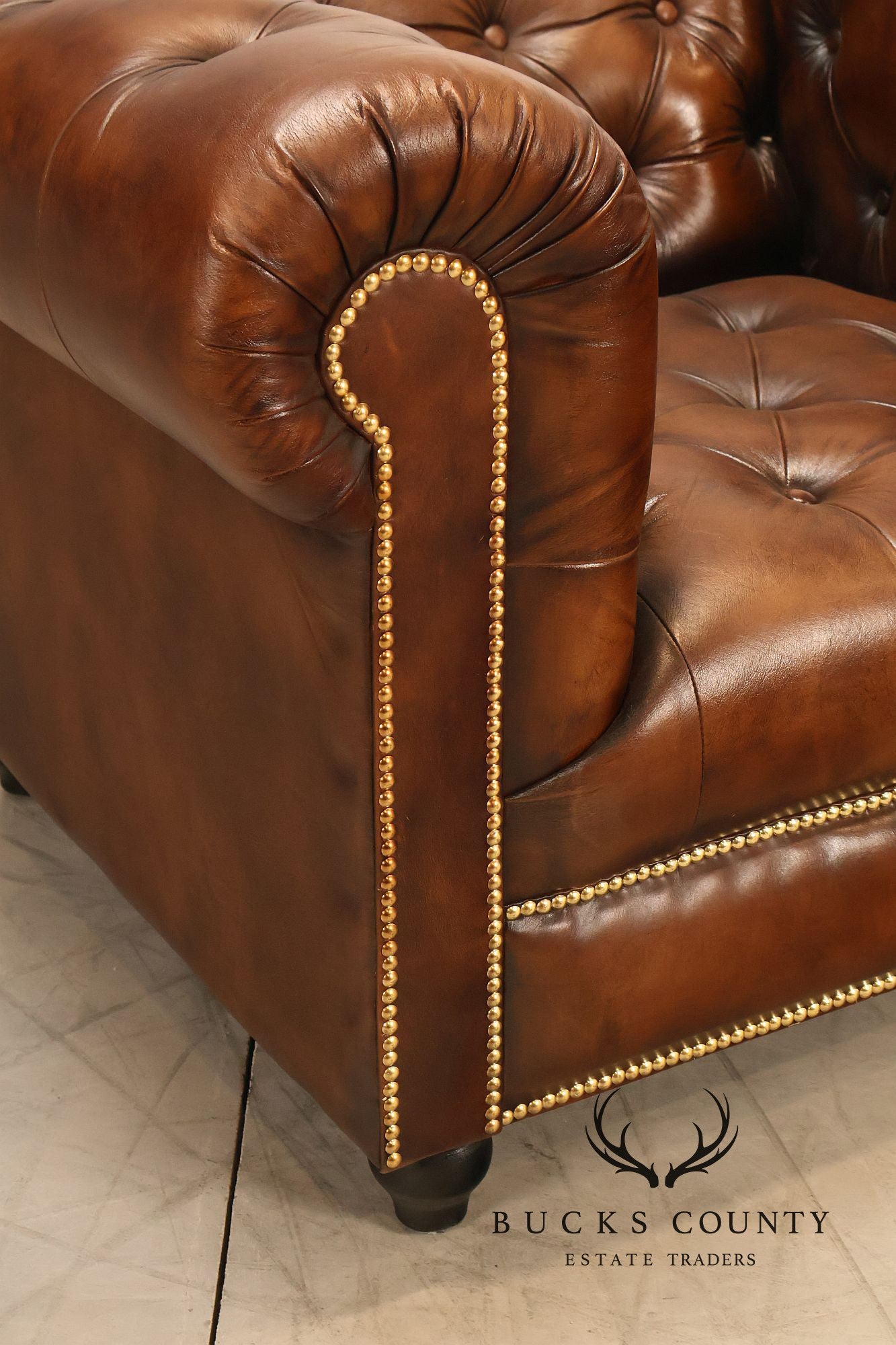 Chesterfield Style Brown Tufted Leather Club Chair