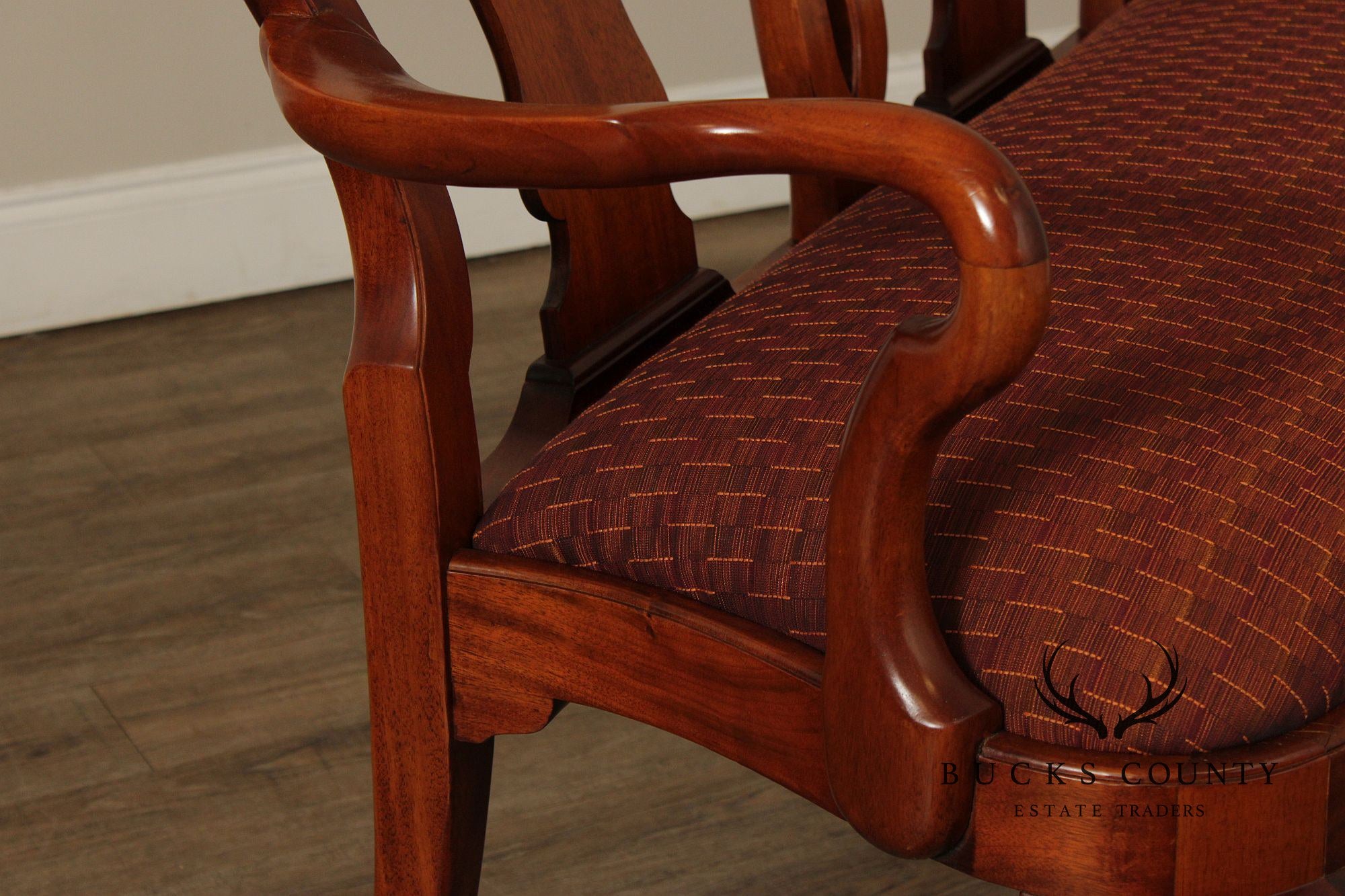 Georgian Furnishing Co. Queen Anne Style Mahogany Triple Back Settee