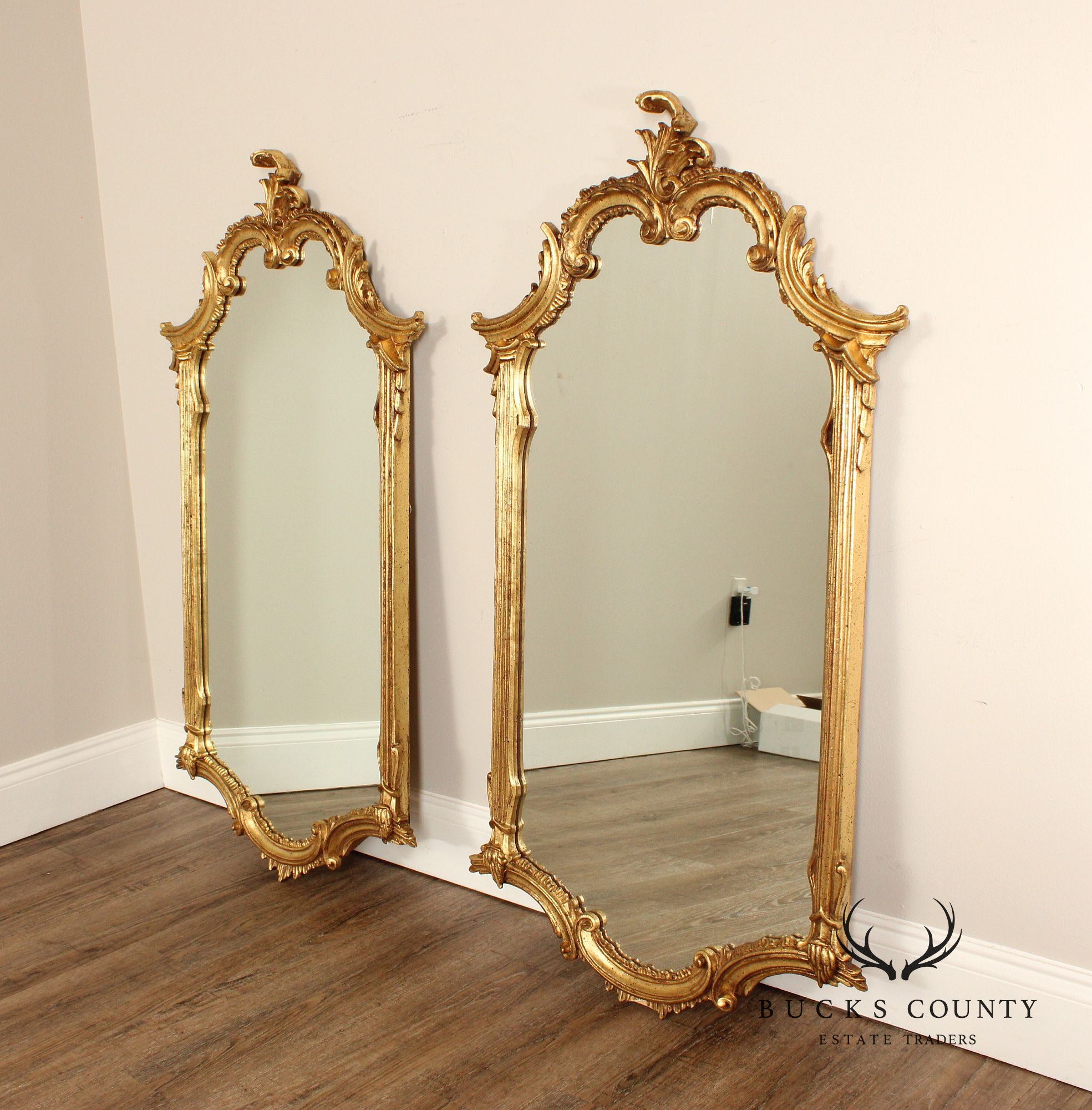 LaBarge Italian Pair of Carved Giltwood Wall Mirrors