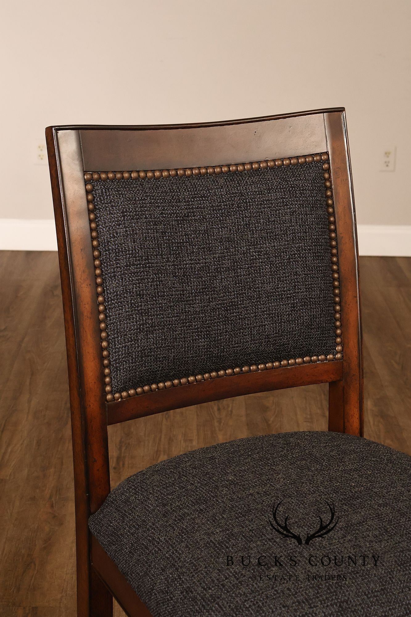 Contemporary Pair of Upholstered Bar Stools