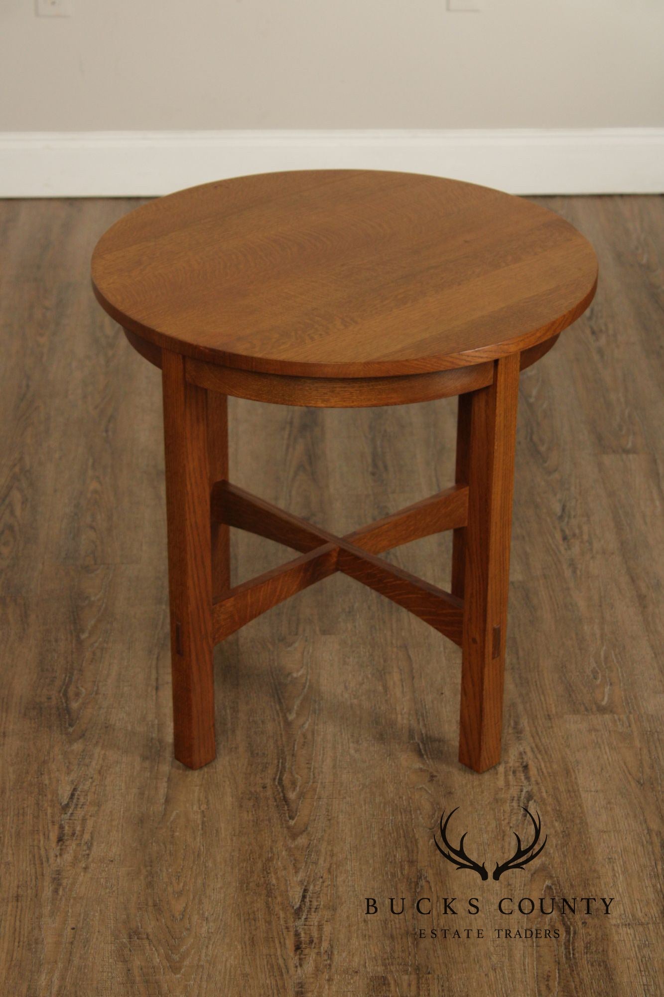 Stickley Mission Collection Oak Round Lamp Table