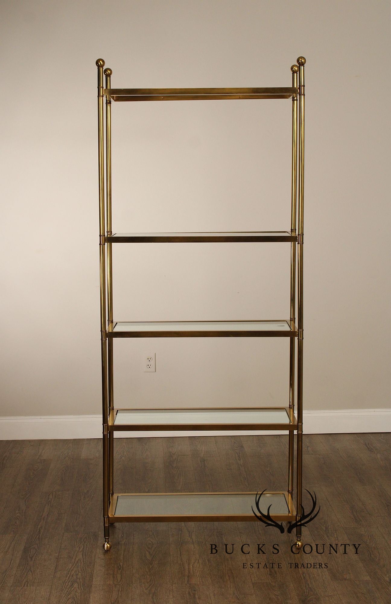 Mid Century Modern Brass and Glass Etagere Bookshelf