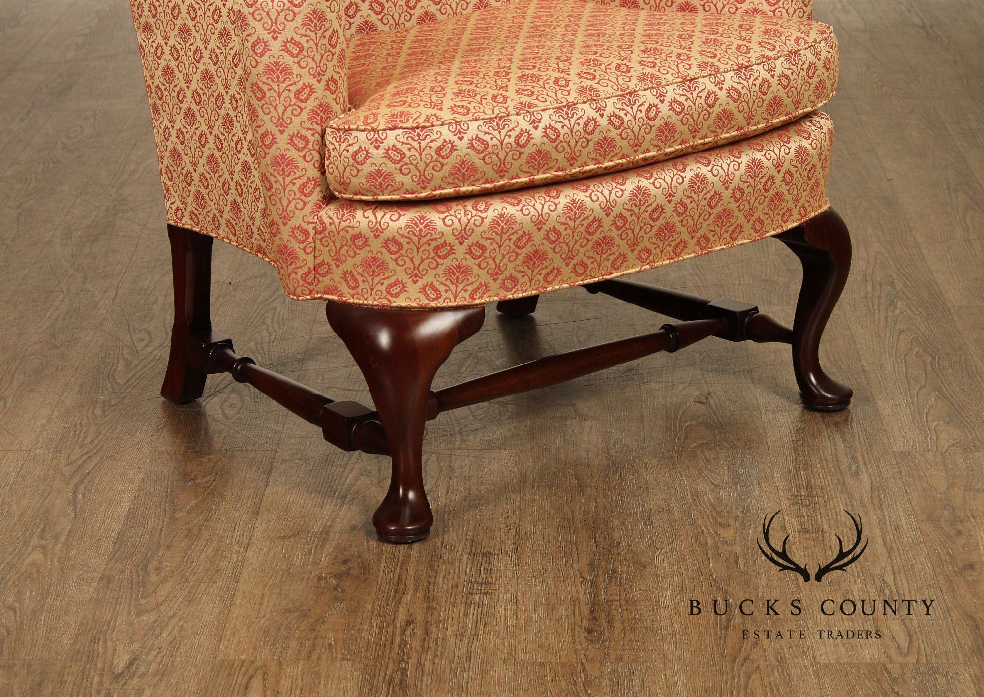 Hickory Chair Queen Anne Style Mahogany Wingback Armchair