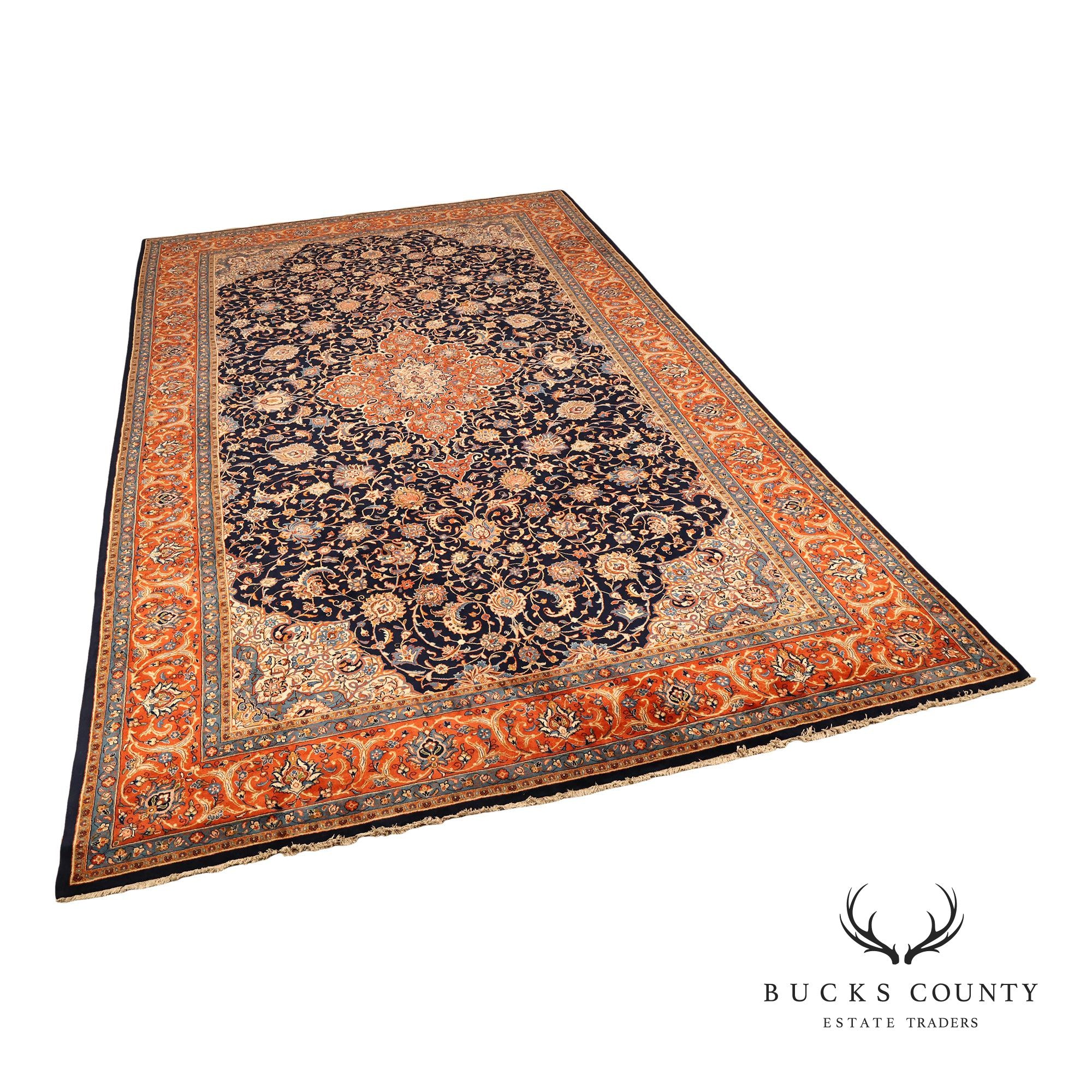 Persian Handwoven Wool Palace Size Floral Area Rug Approximately 10' X 18'