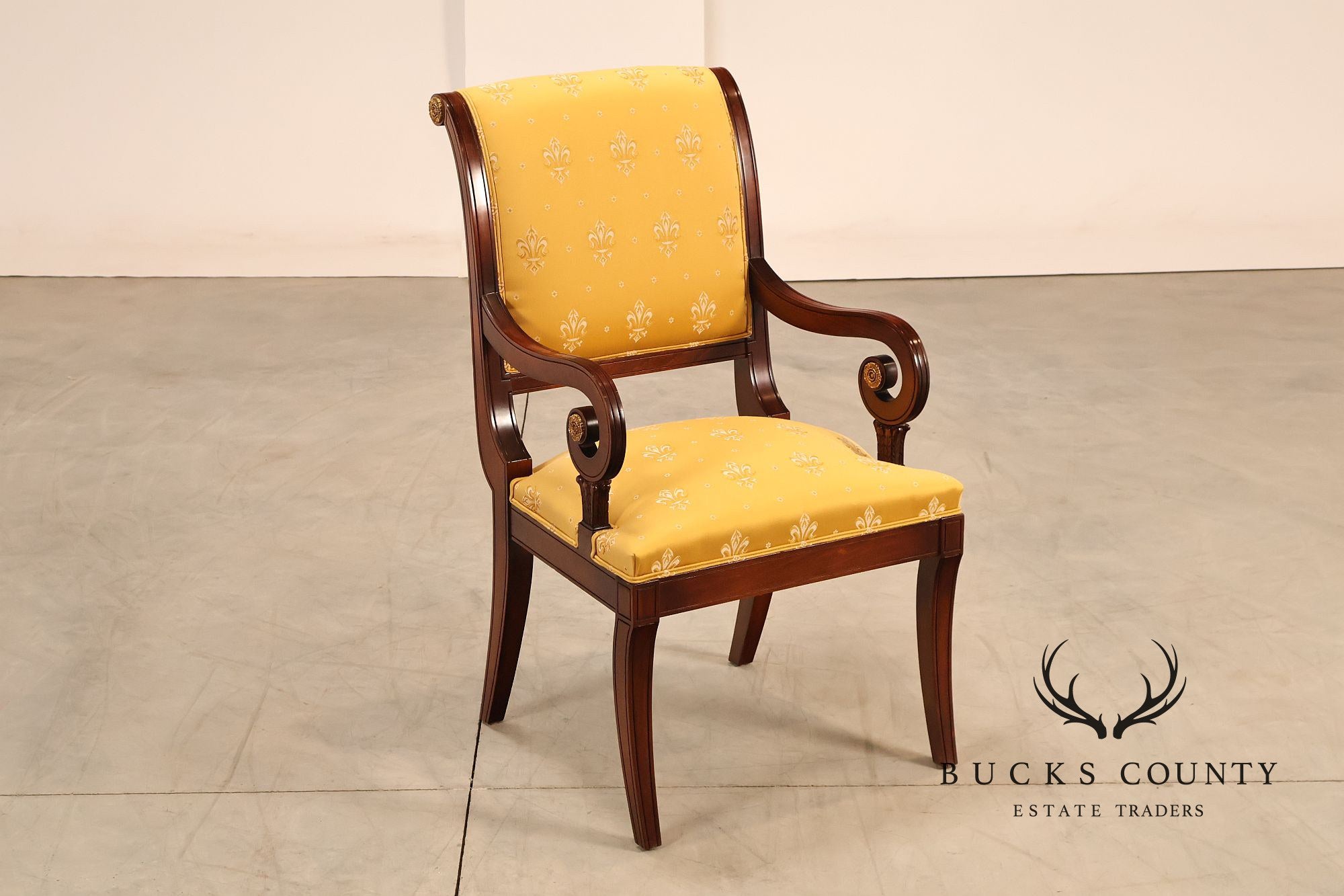Neoclassical Empire Style Mahogany Open Armchair